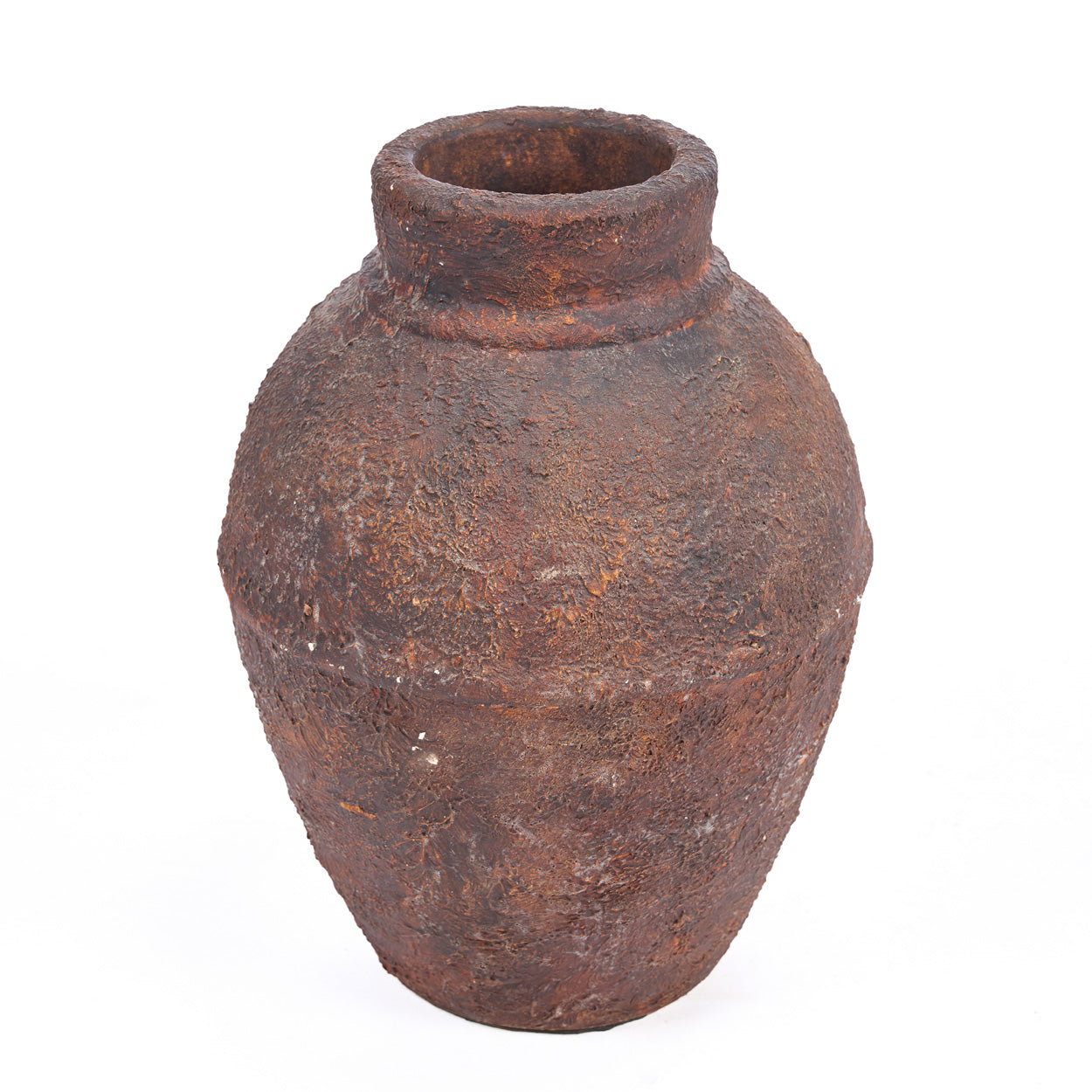 Rustic brown pot on a white background