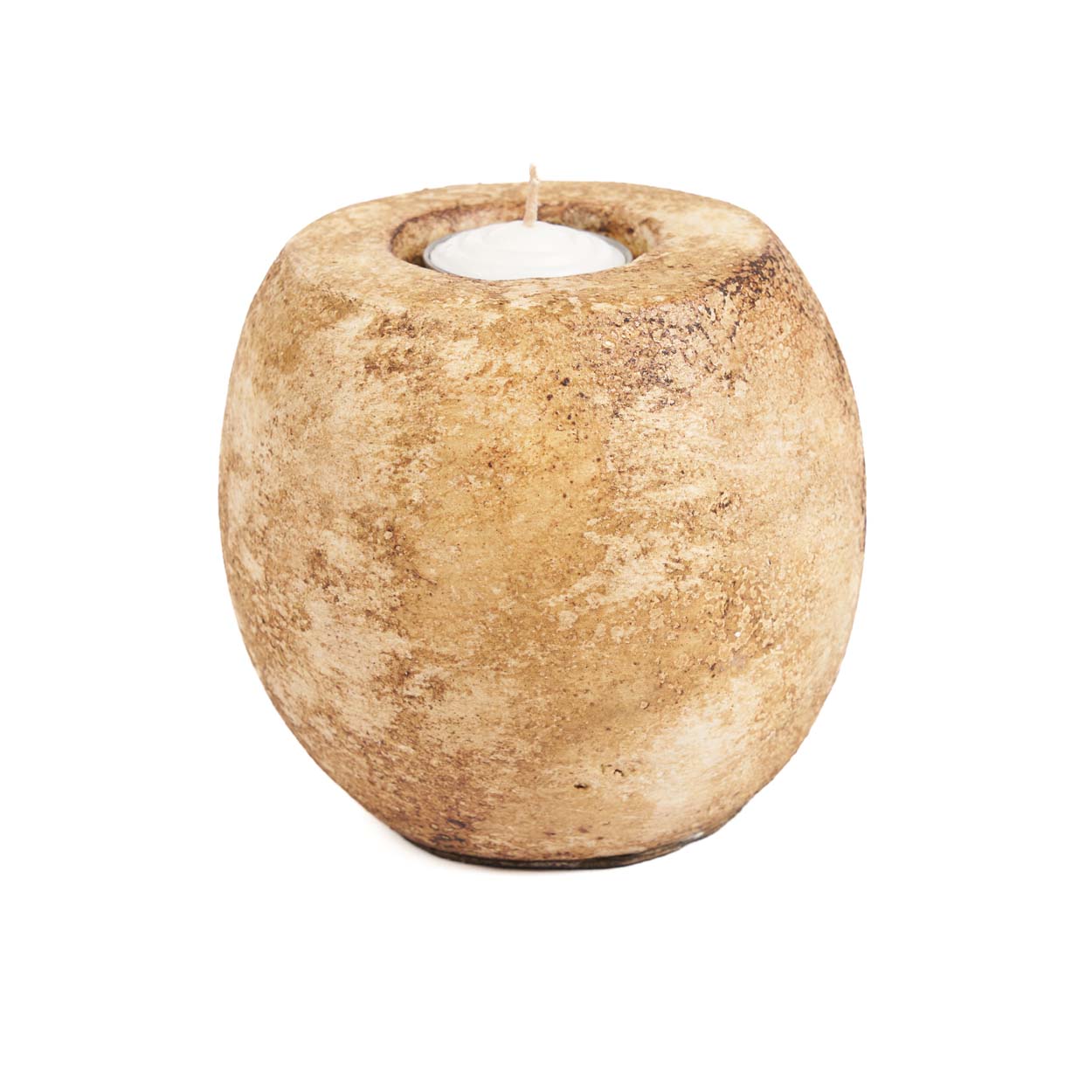 Textured cream candle holder on a white background