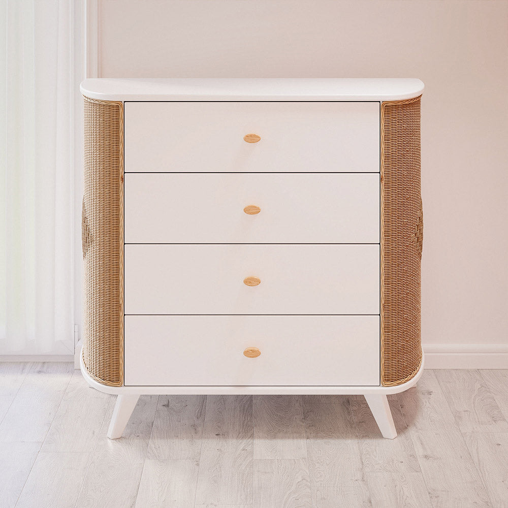 COQUILLAGE Chest of Drawers with Wicker Sides Interior