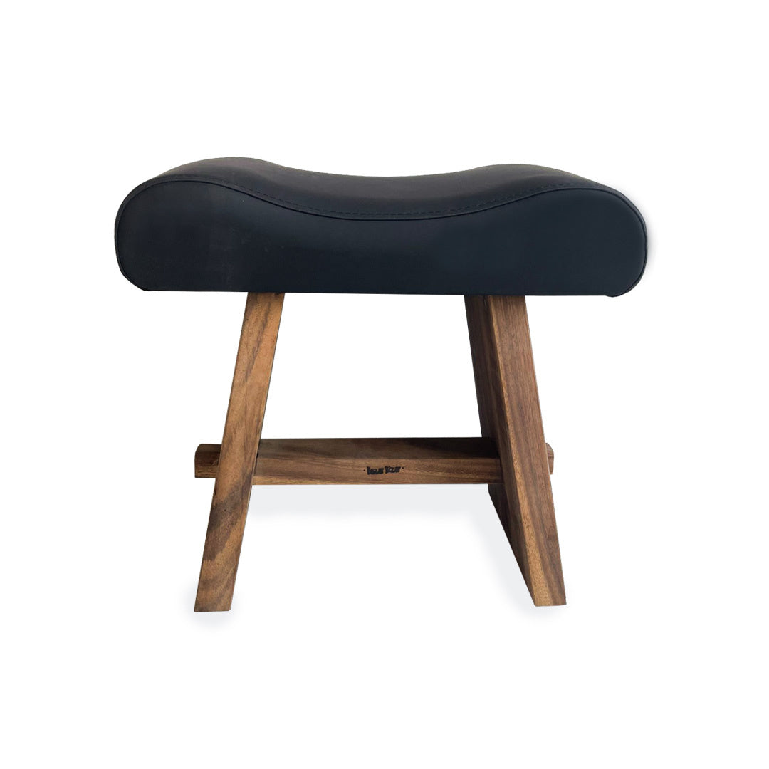 THE SUAR Stool with Leather - Natural Black