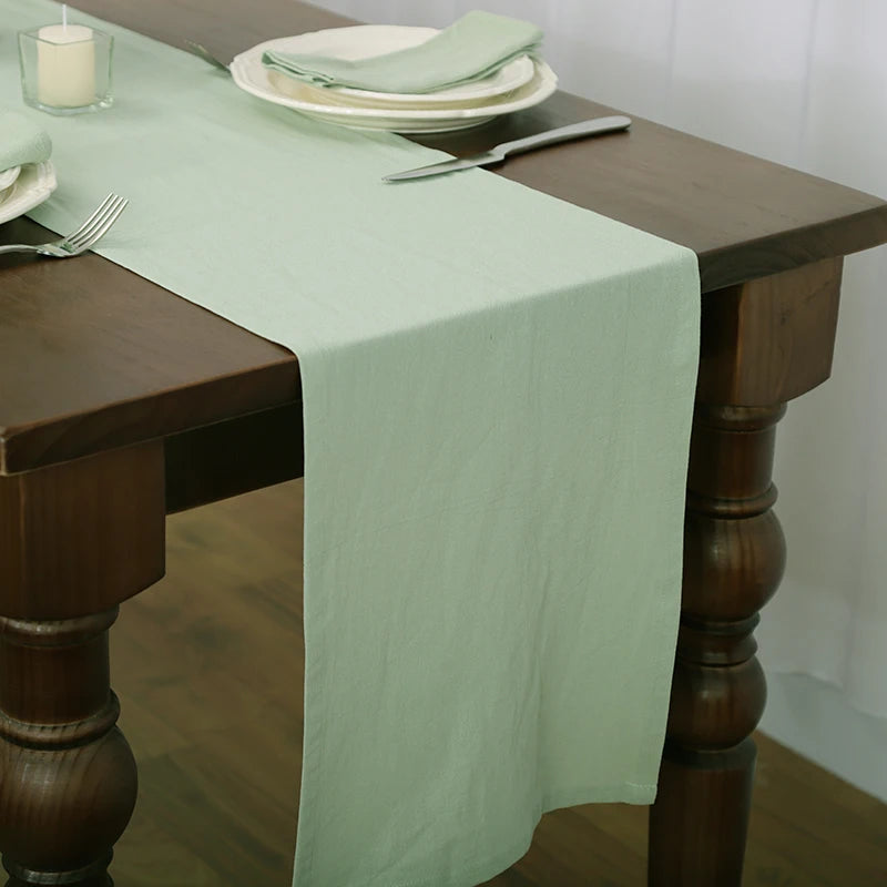 White Table Runner From Cotton Fabric