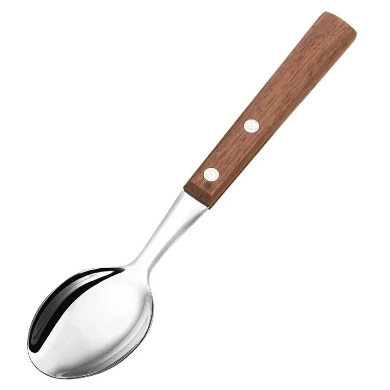 Retro Style Dinnerware Wood And Stainless Steel