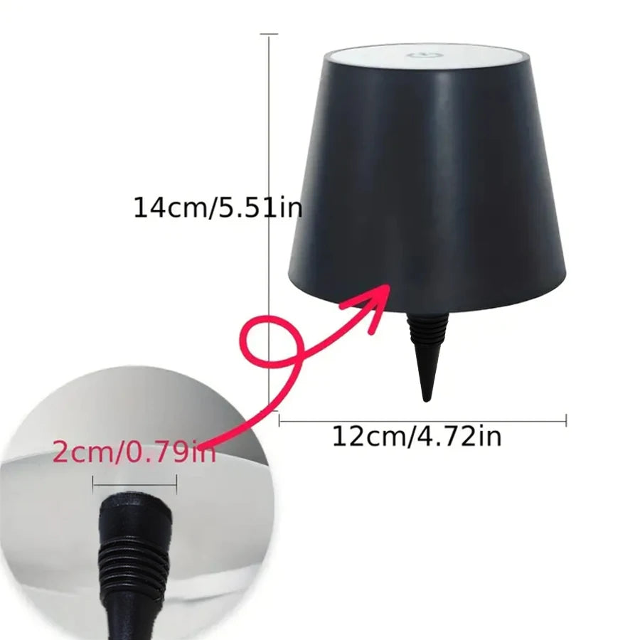 Wireless Bottle Lamp With 3 Colors Long Black Dimensions