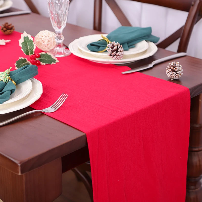 White Table Runner From Cotton Fabric