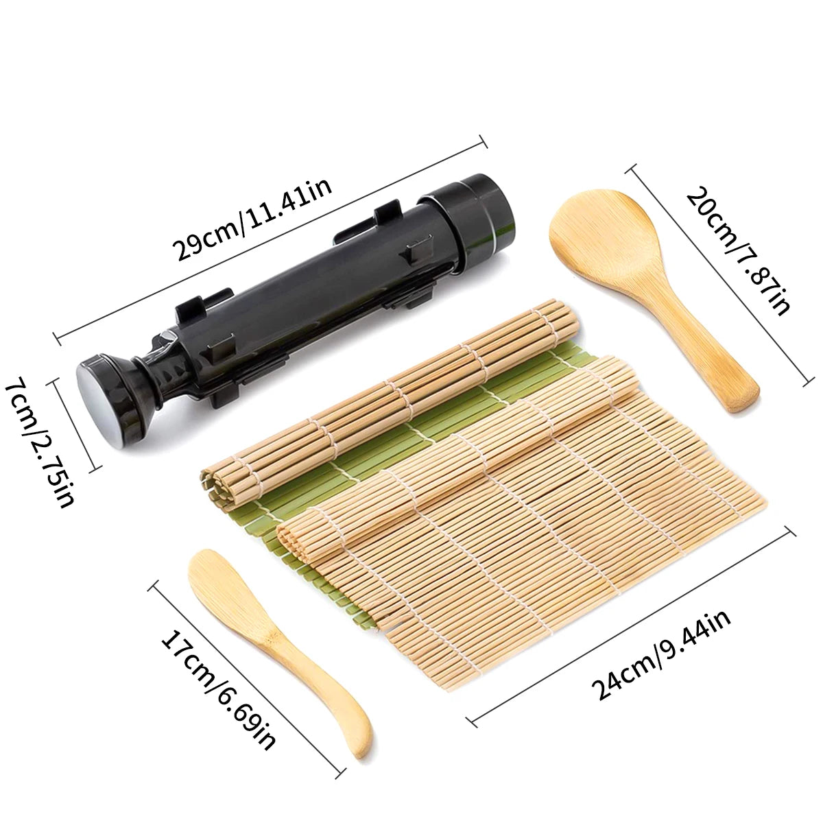 Simple Sushi Making Set Accessory Dimensions