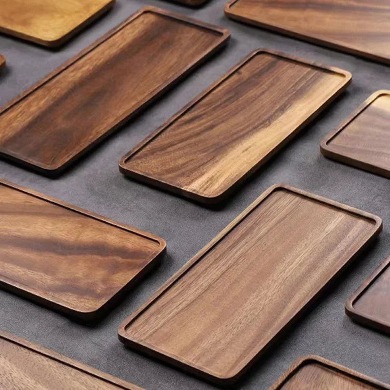 Walnut Wood Rectangular Tray For Tea