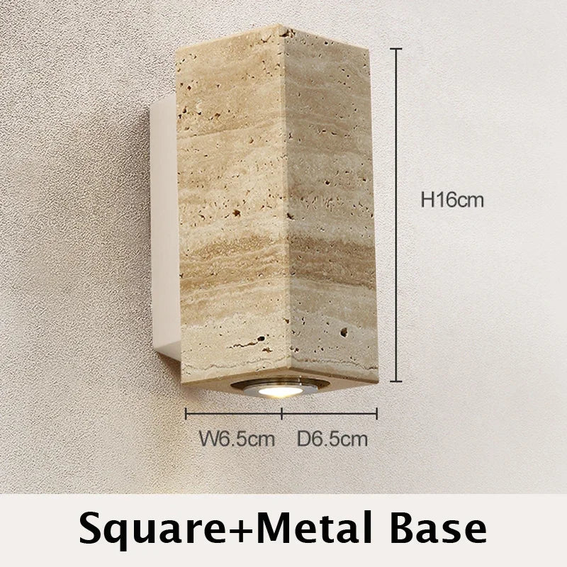 Wabi Sabi Wall Lamp From Travertine Stone Square Metal