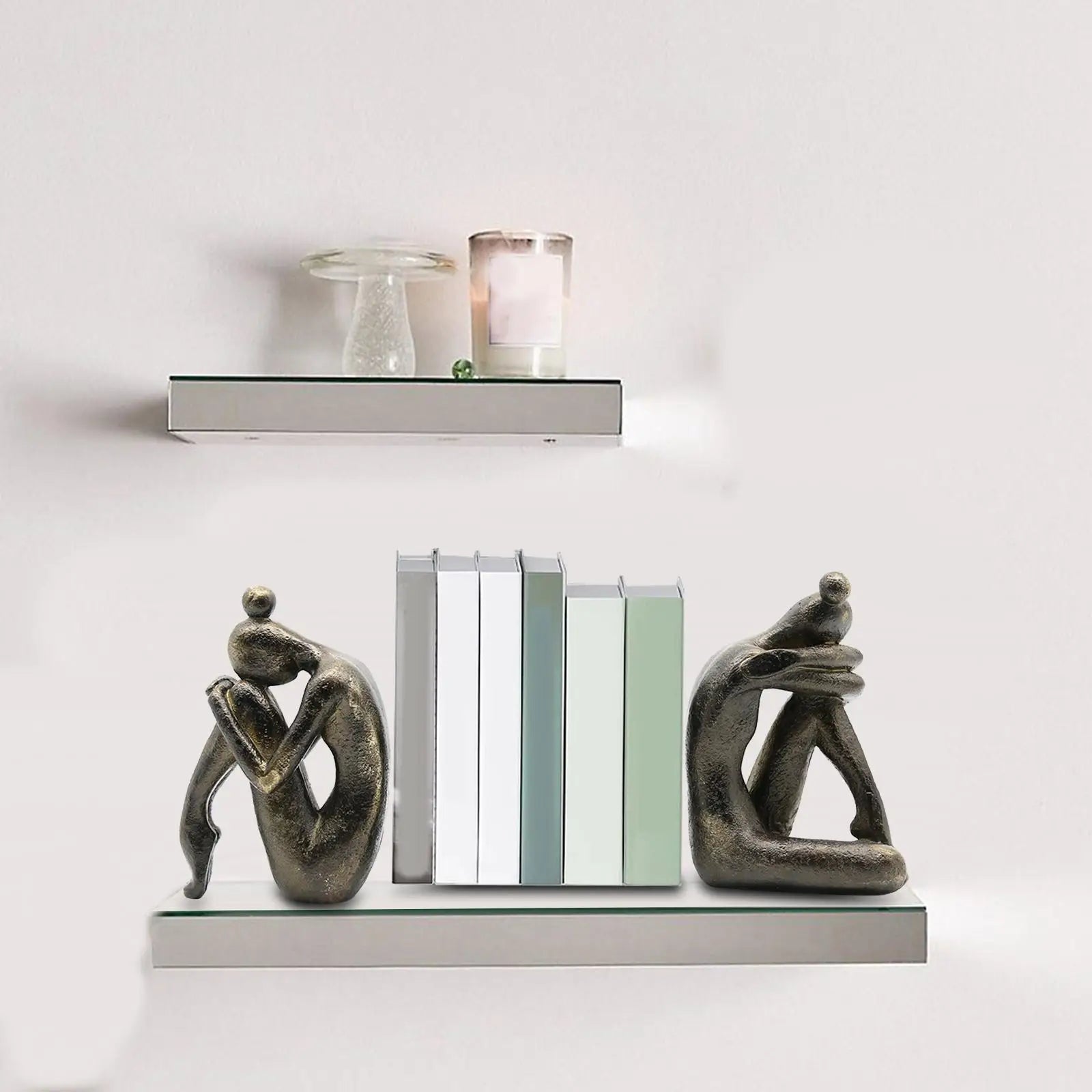 Decorative Metal Bookend Of Thinker