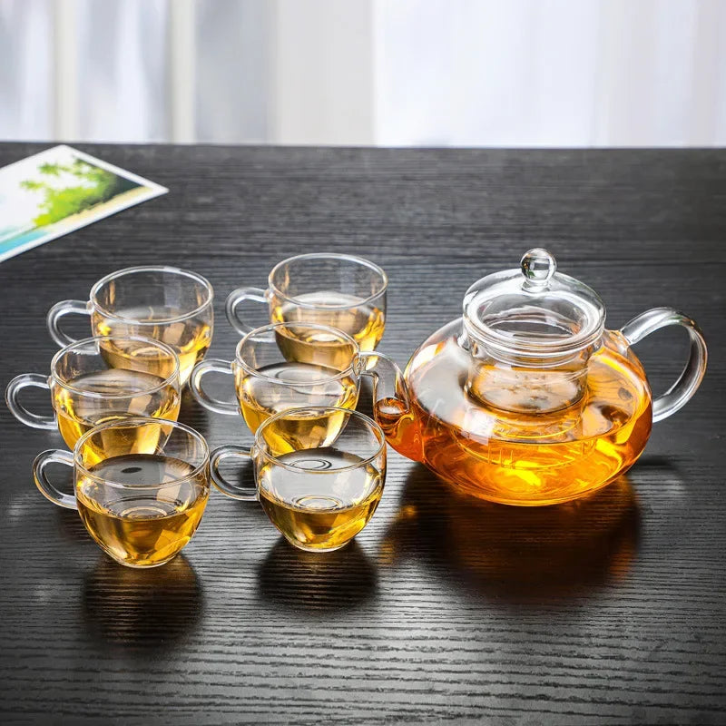 Glass Teapot with Infuser In Pumpkin Shape