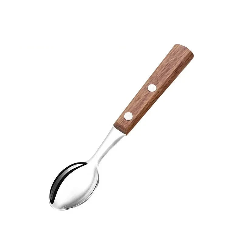 Retro Style Dinnerware Wood And Stainless Steel