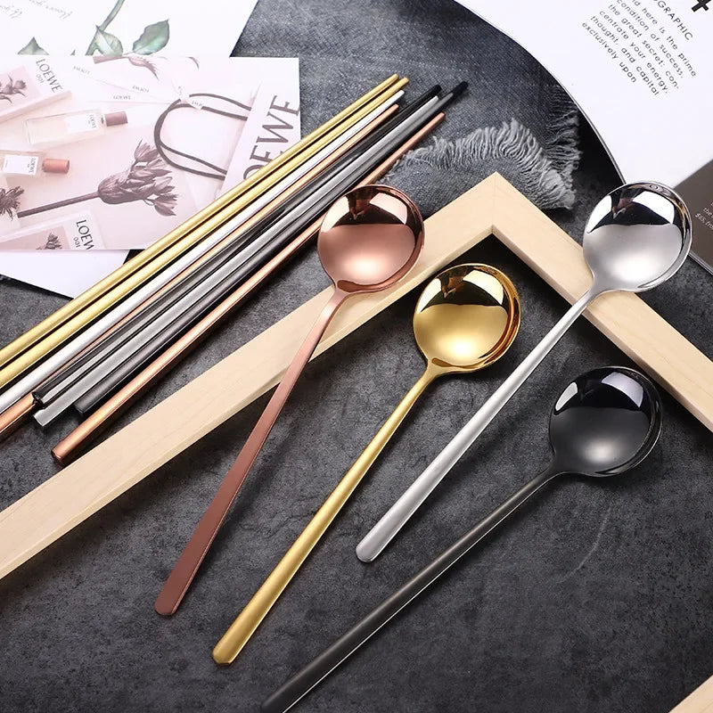 Korean Long Handle Cutlery Set
