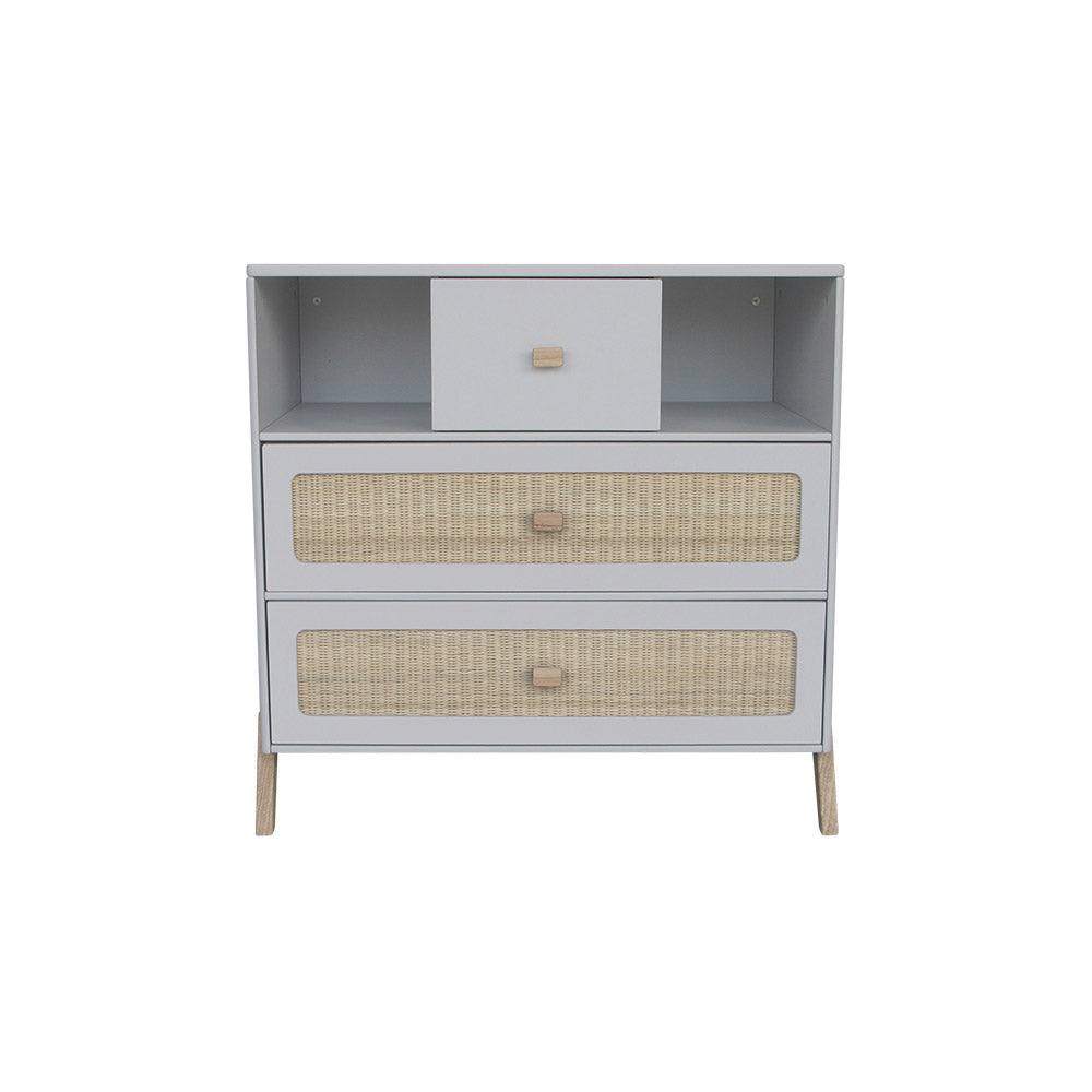 MARELIA Chest of Drawer Rattan Light Grey