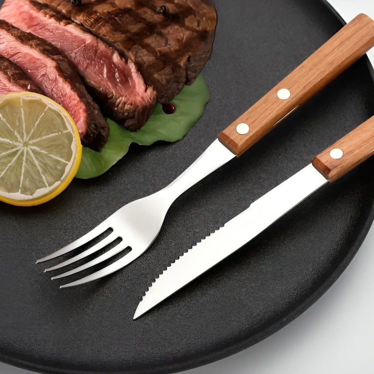 Retro Style Dinnerware Wood And Stainless Steel