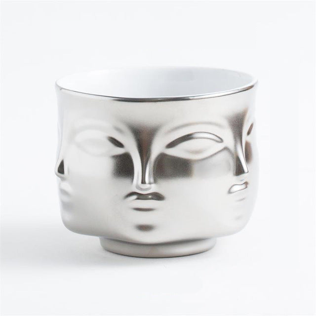 Ceramic Face Design Flower Pot Nordic Style