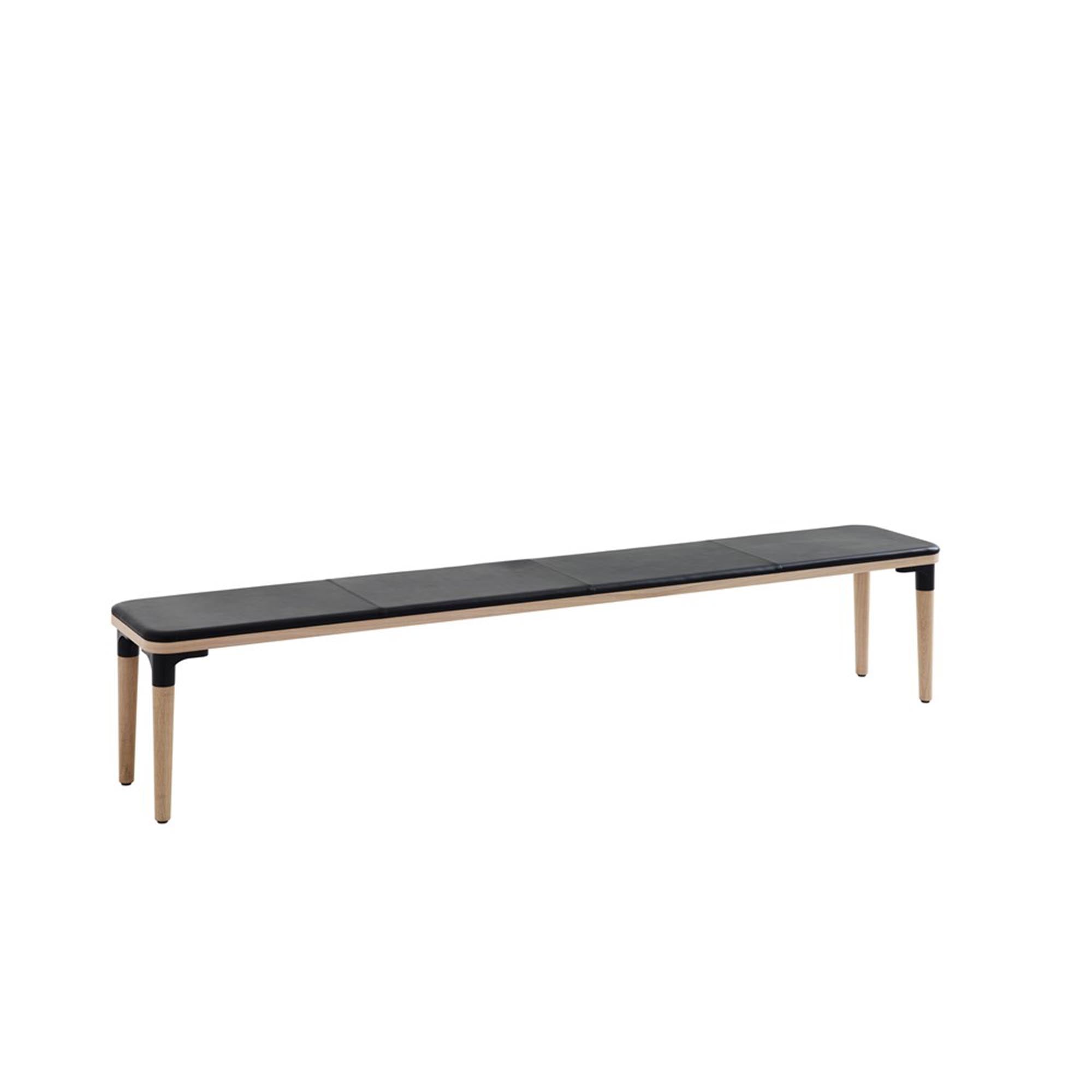 TAILOR Bench black seat, natural frame, 240 cm