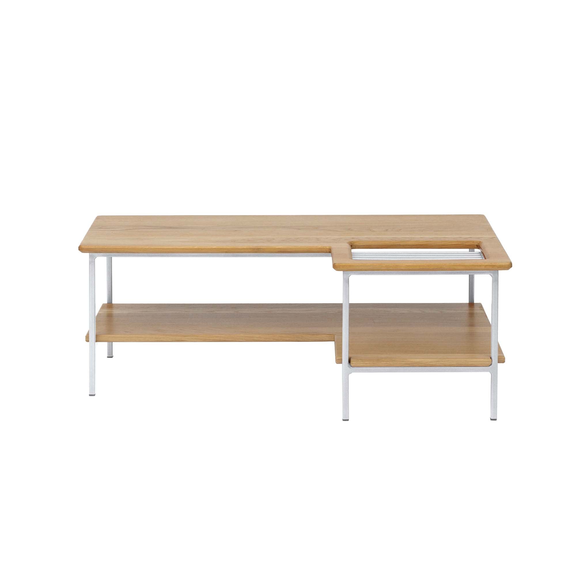 Living Room Table, Oak Wood, Natural Colour white frame front view