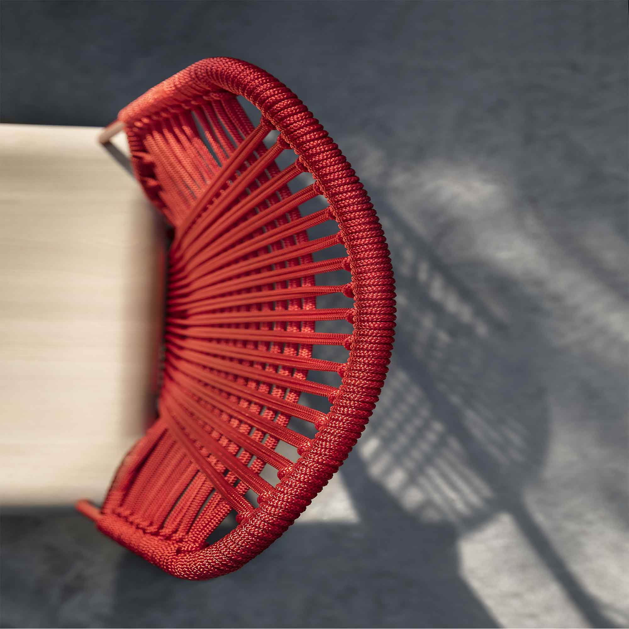 JACKIE Chair ash base, red rope, top view