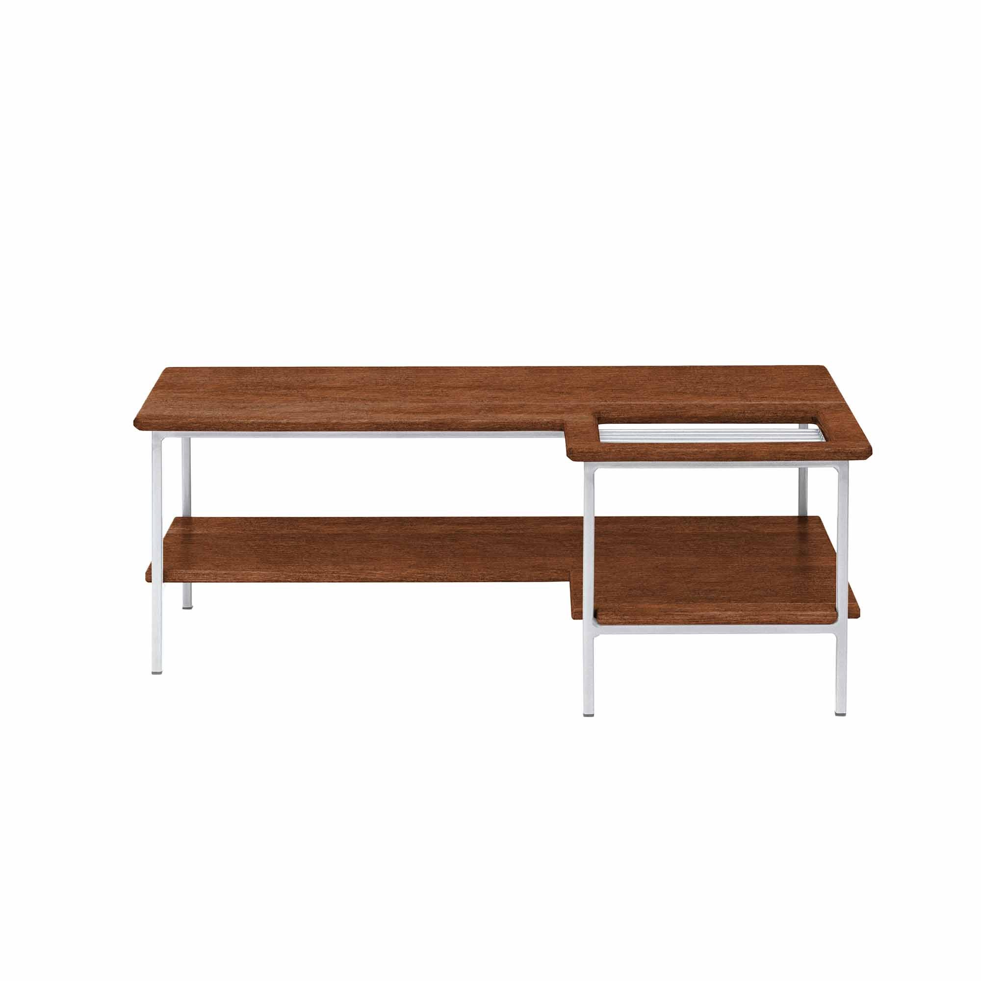 Living Room Table, Beech Wood, Walnut Colour white frame, front view