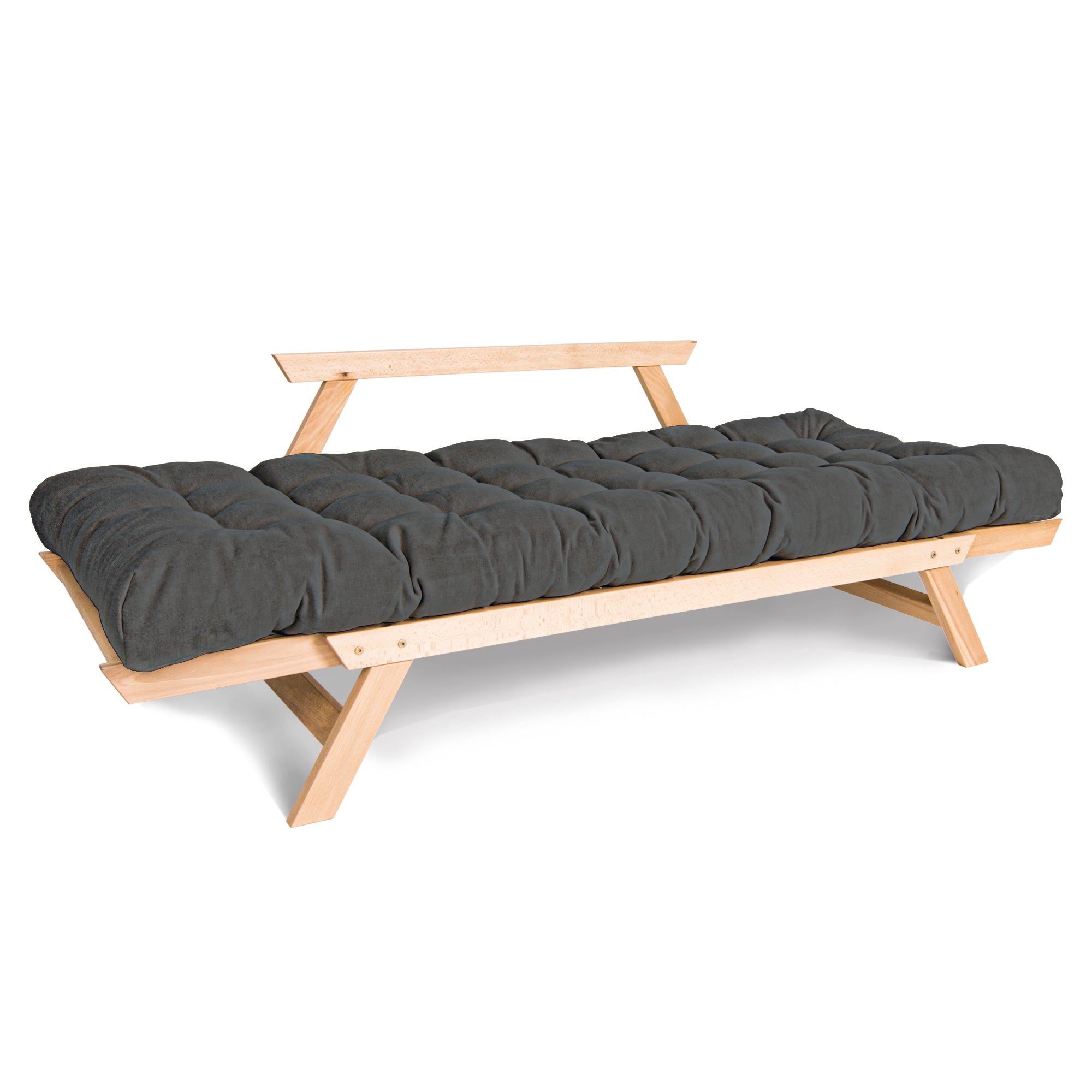 ALLEGRO Folding Sofa Bed, Beech Wood Frame, Natural