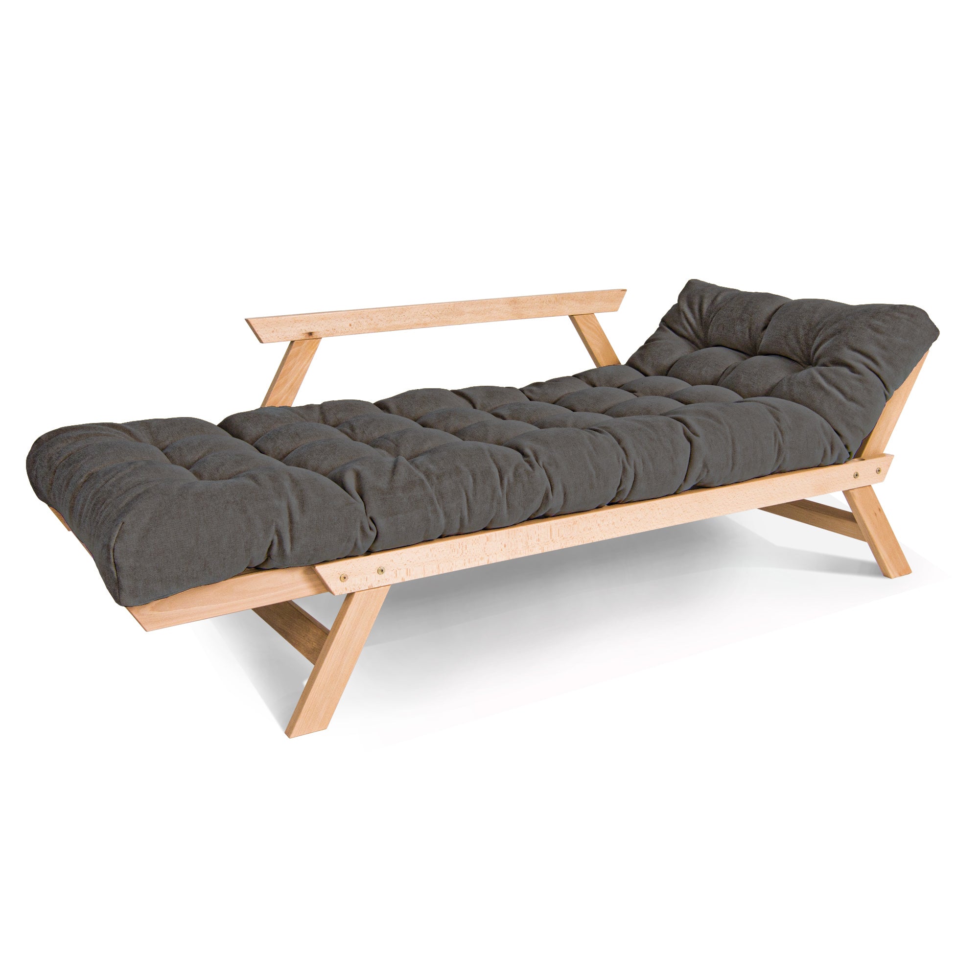 ALLEGRO Folding Sofa Bed, Beech Wood Frame, Natural