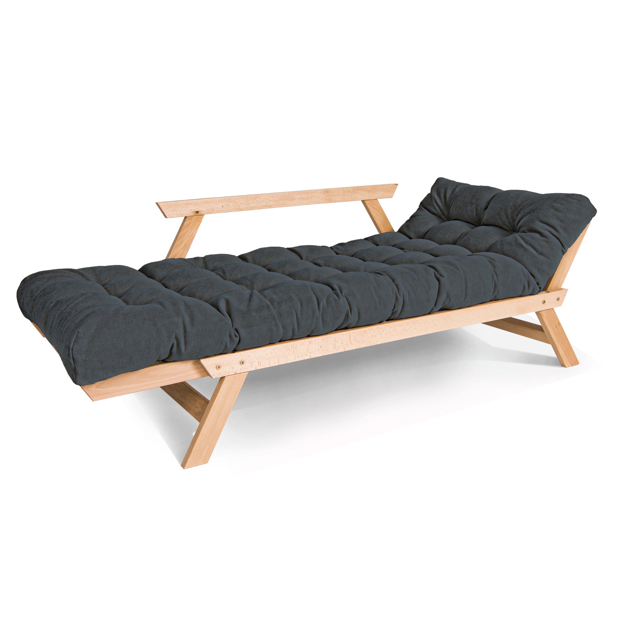 ALLEGRO Folding Sofa Bed, Beech Wood Frame, Natural