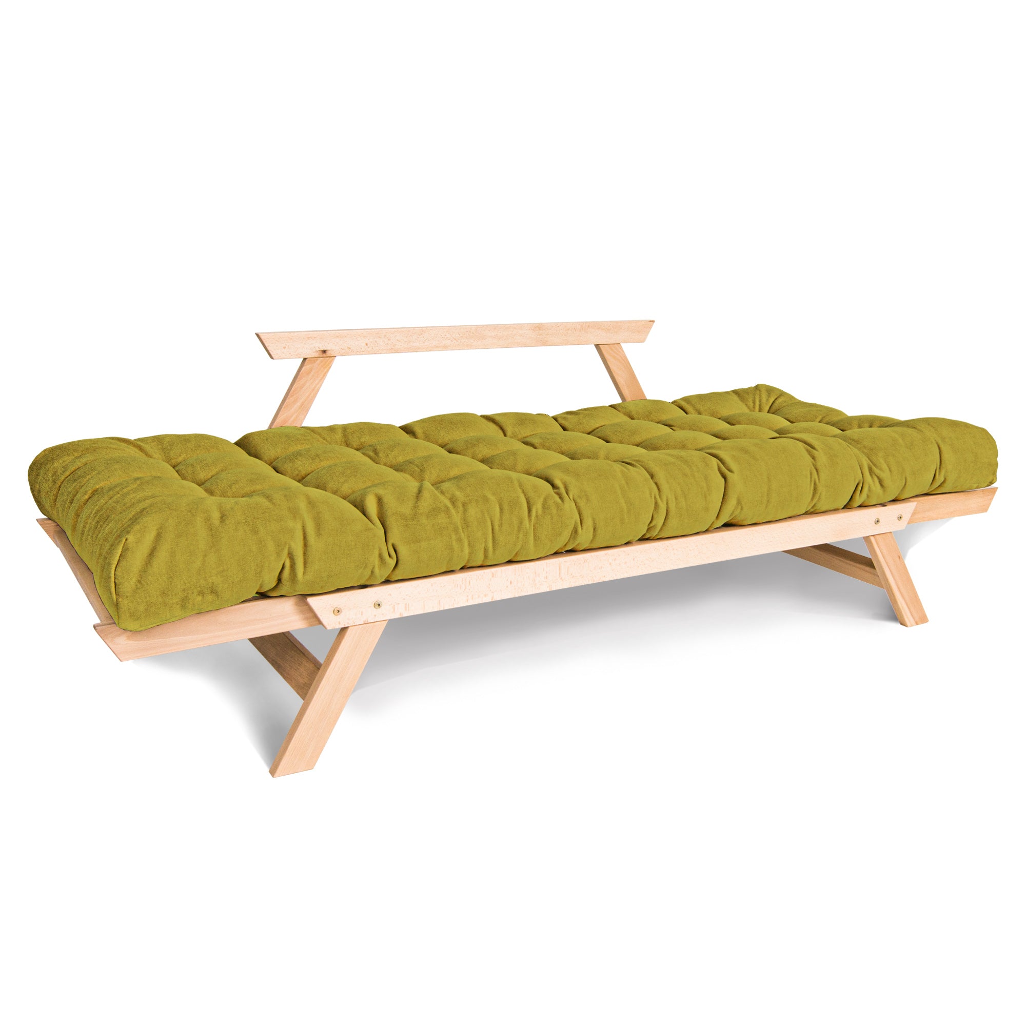 ALLEGRO Folding Sofa Bed, Beech Wood Frame, Natural