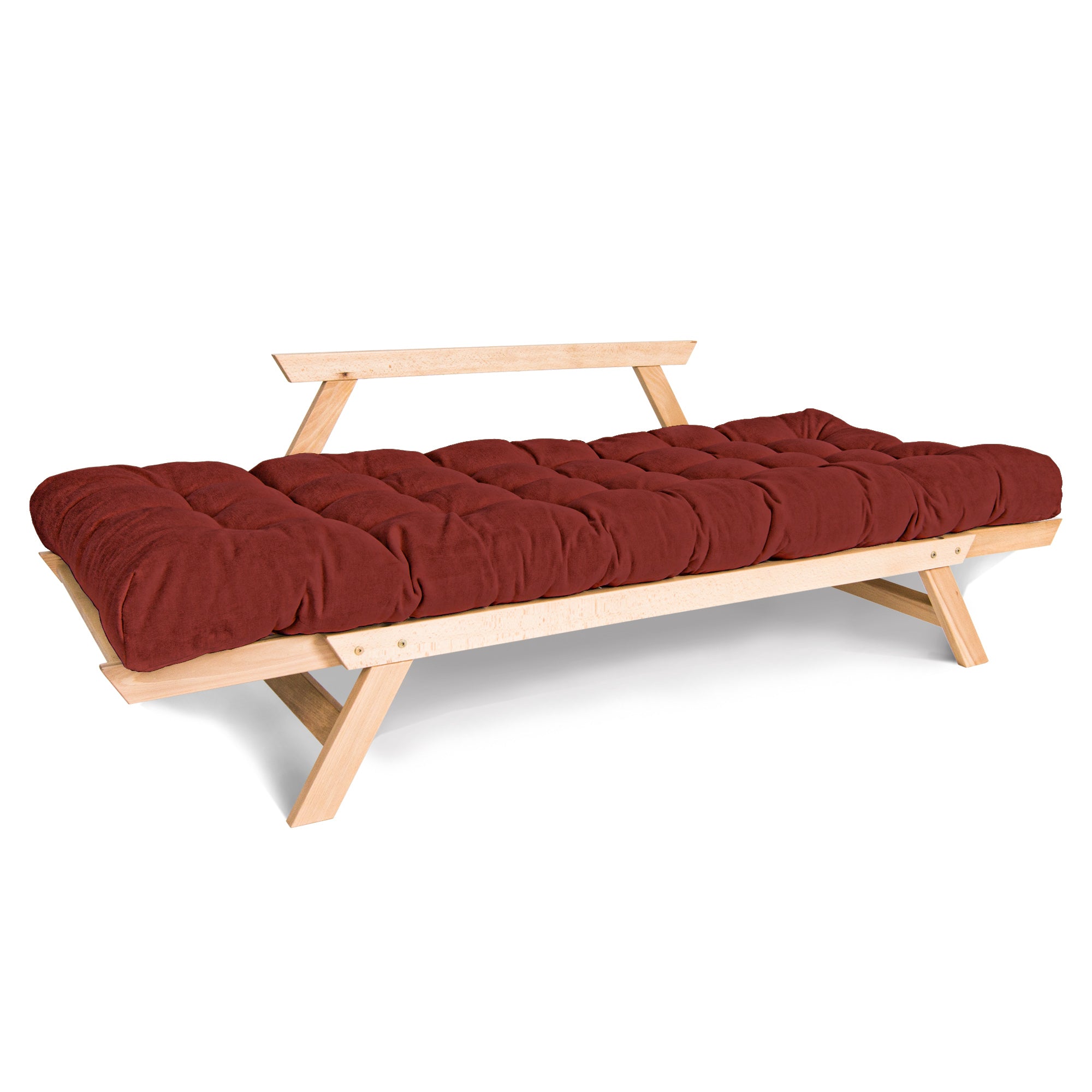 ALLEGRO Folding Sofa Bed, Beech Wood Frame, Natural