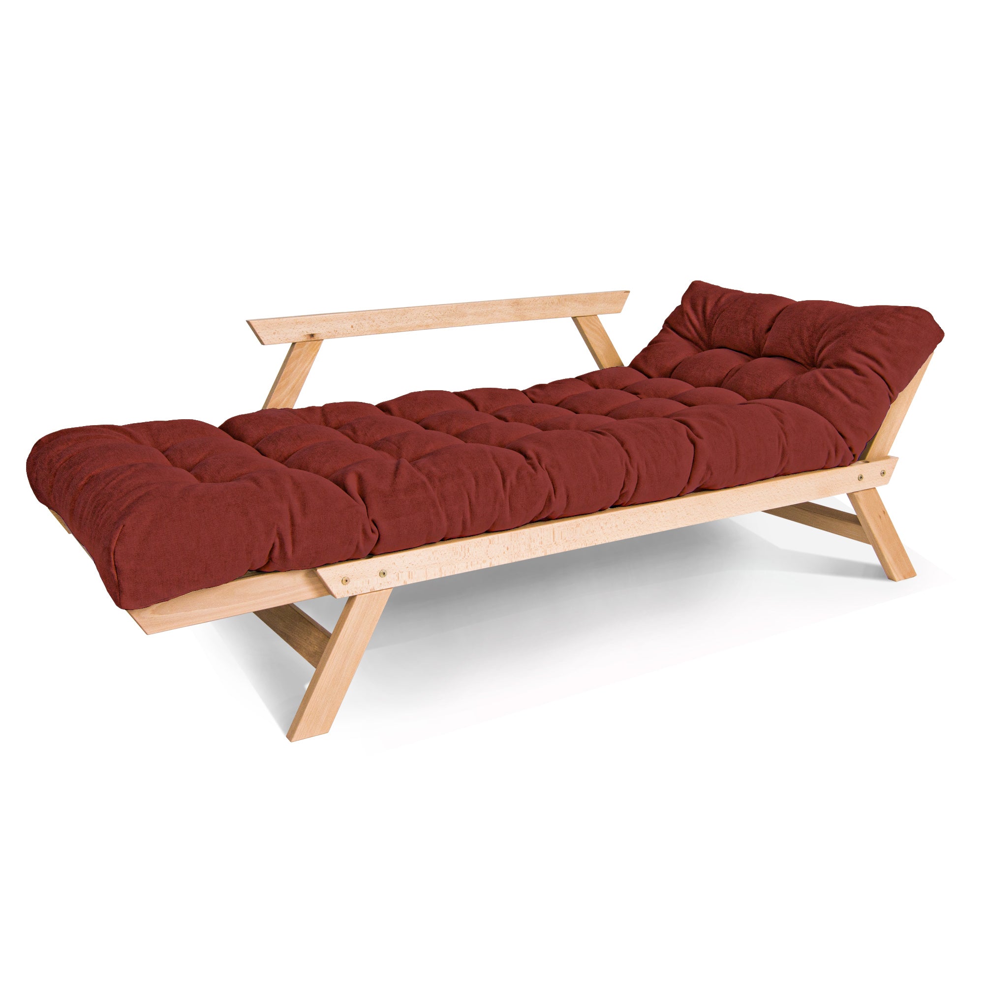 ALLEGRO Folding Sofa Bed, Beech Wood Frame, Natural