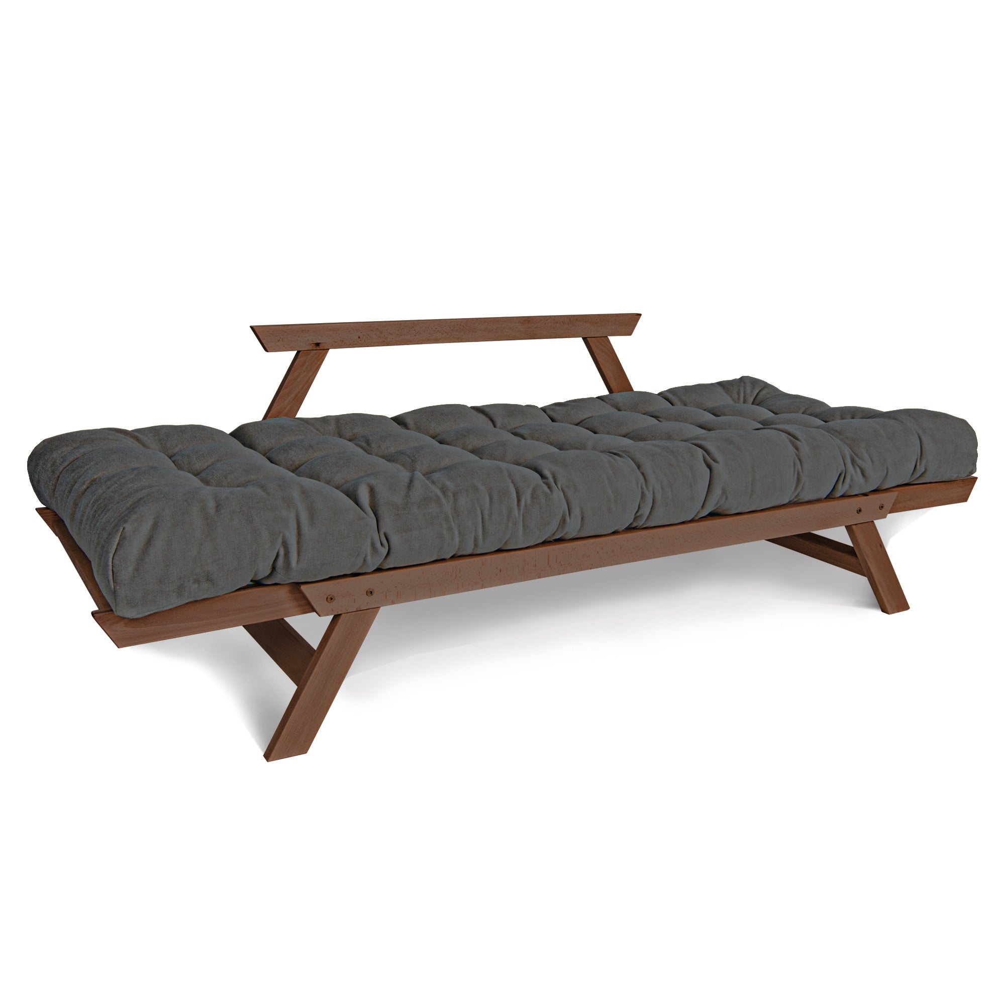 ALLEGRO Folding Futon Couch, Beech Wood Frame, Brown