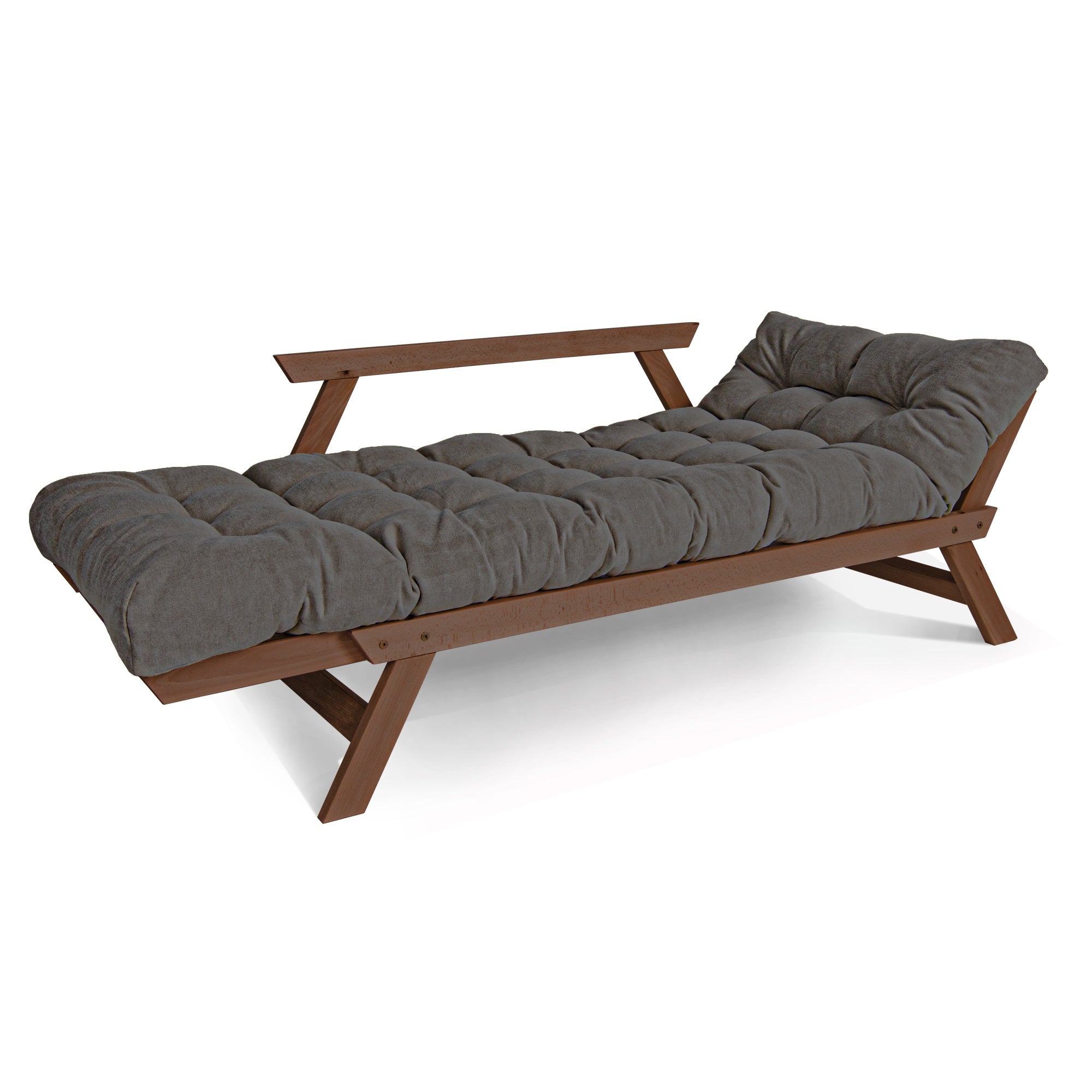 ALLEGRO Folding Futon Couch, Beech Wood Frame, Brown