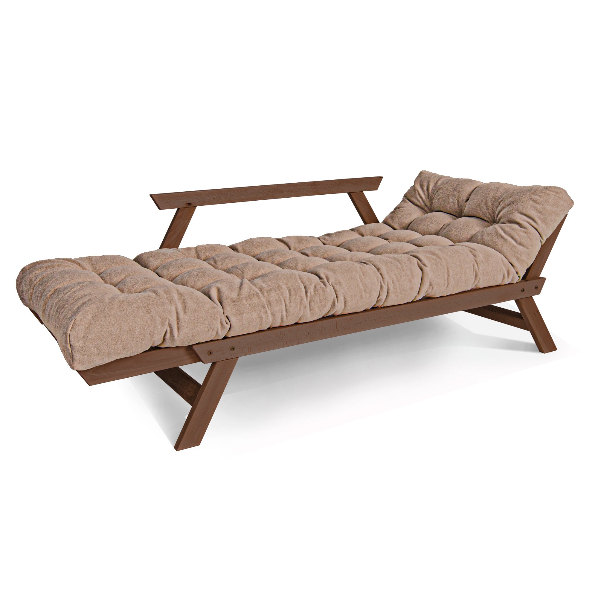 ALLEGRO Folding Futon Couch, Beech Wood Frame, Brown