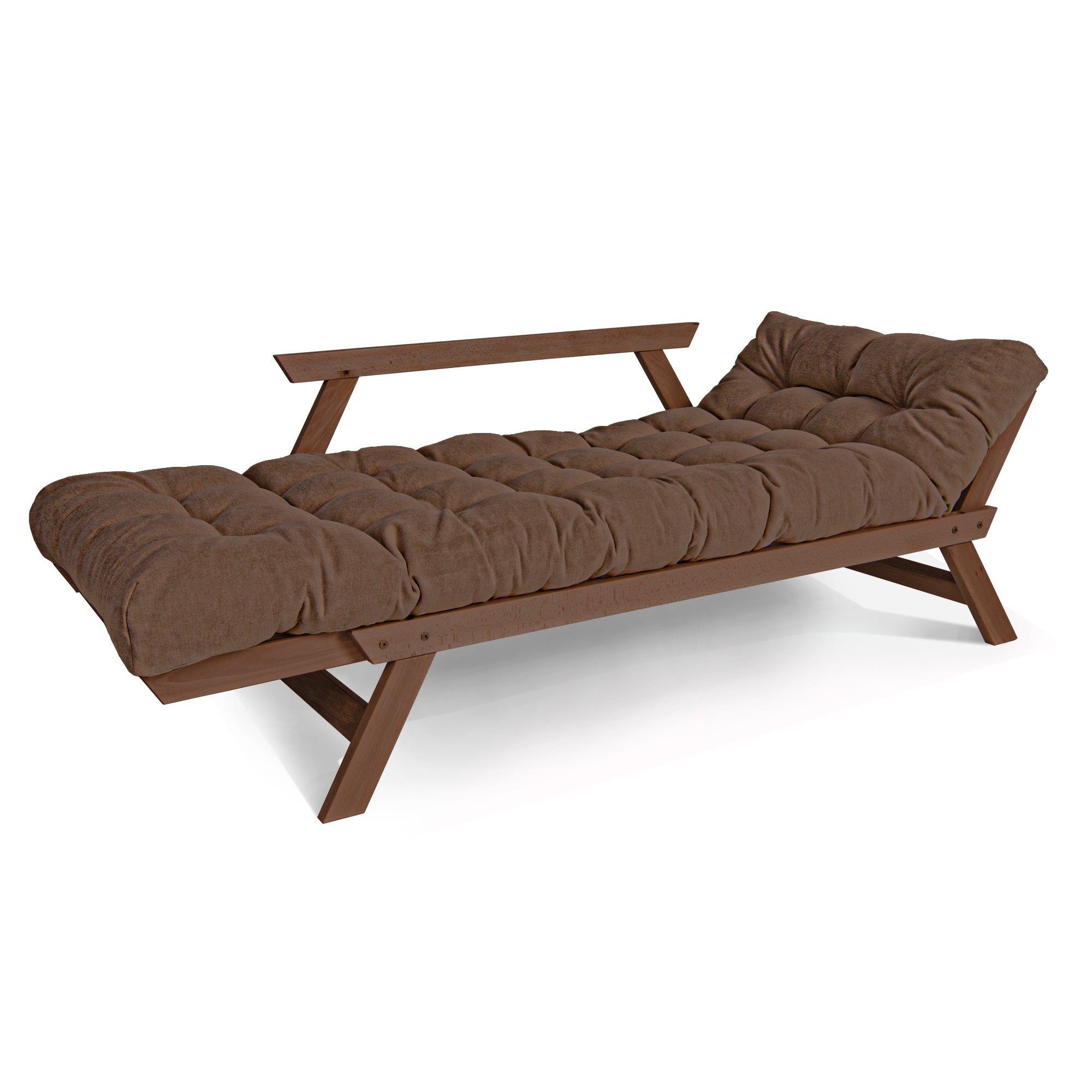 ALLEGRO Folding Futon Couch, Beech Wood Frame, Brown