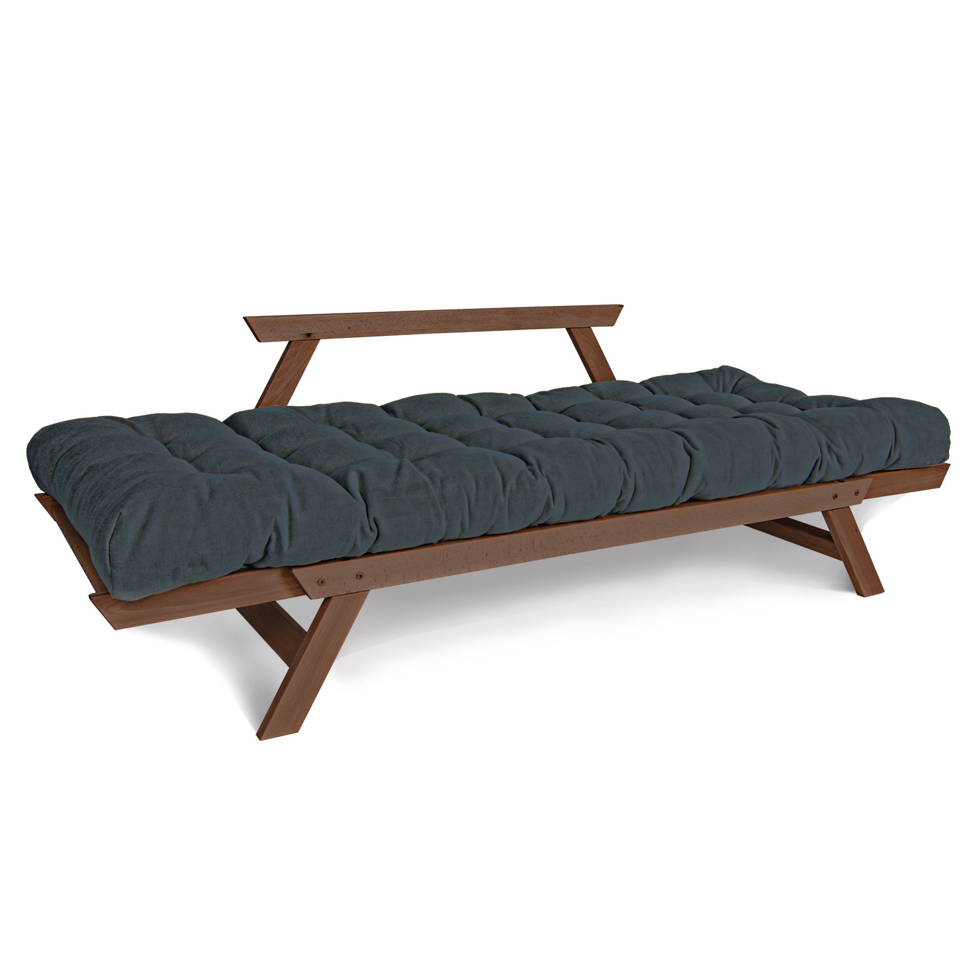 ALLEGRO Folding Futon Couch, Beech Wood Frame, Brown