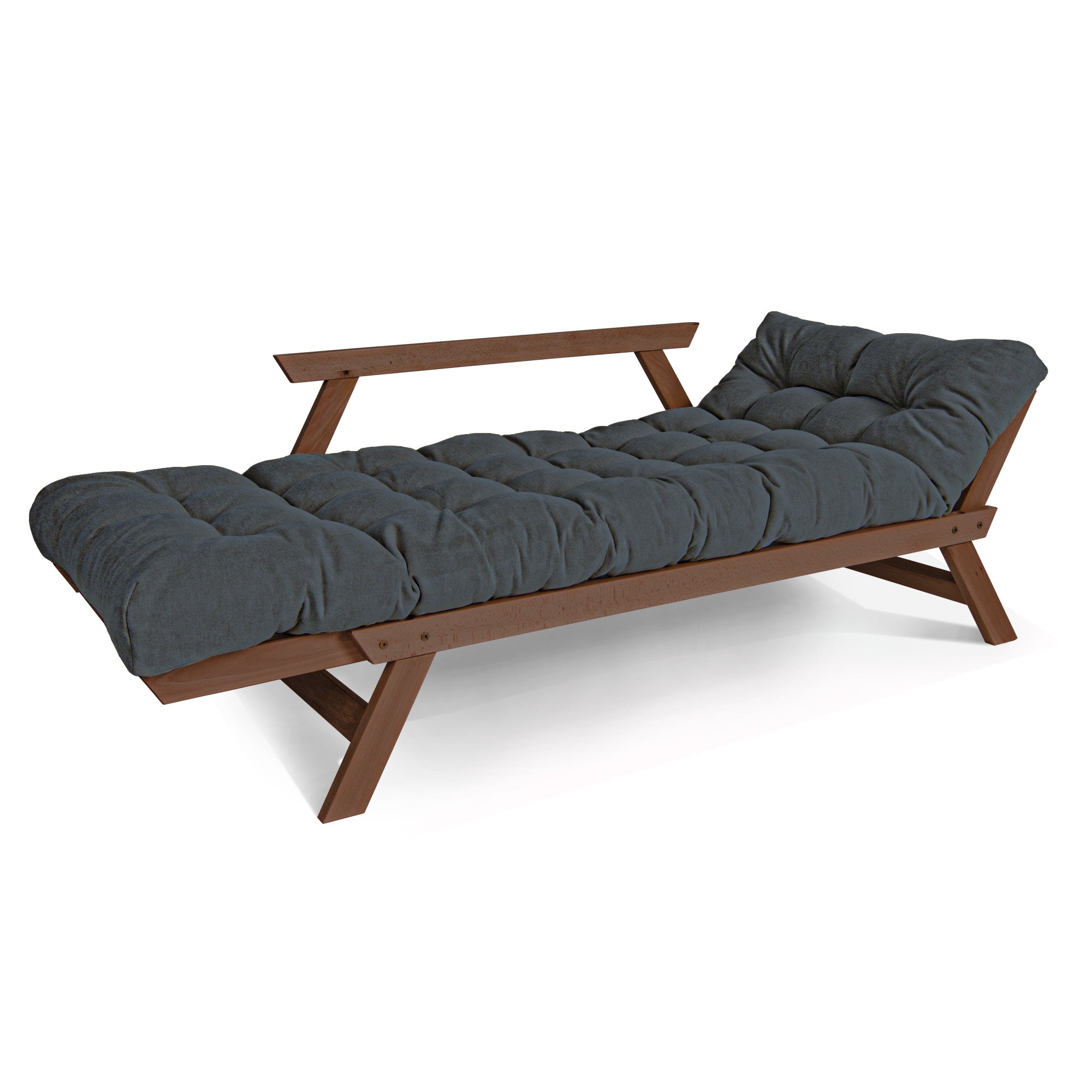 ALLEGRO Folding Futon Couch, Beech Wood Frame, Brown