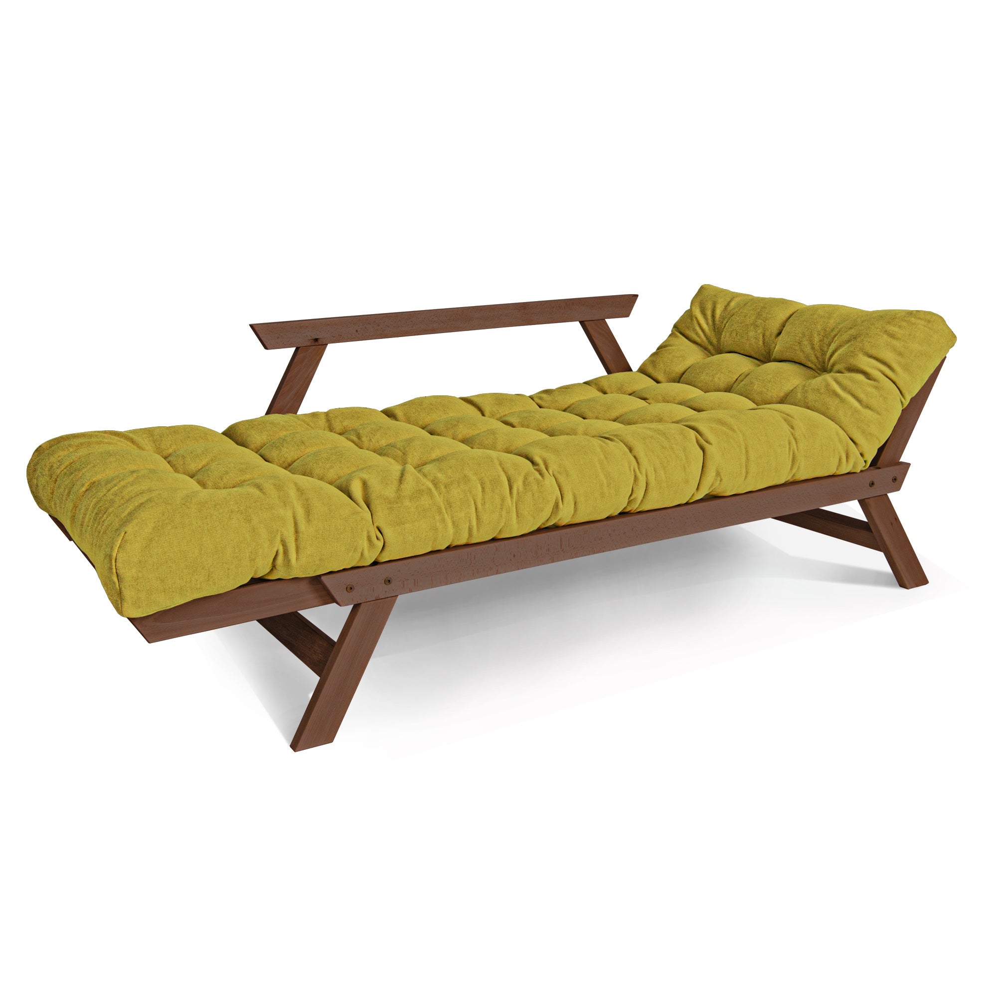 ALLEGRO Folding Futon Couch, Beech Wood Frame, Brown