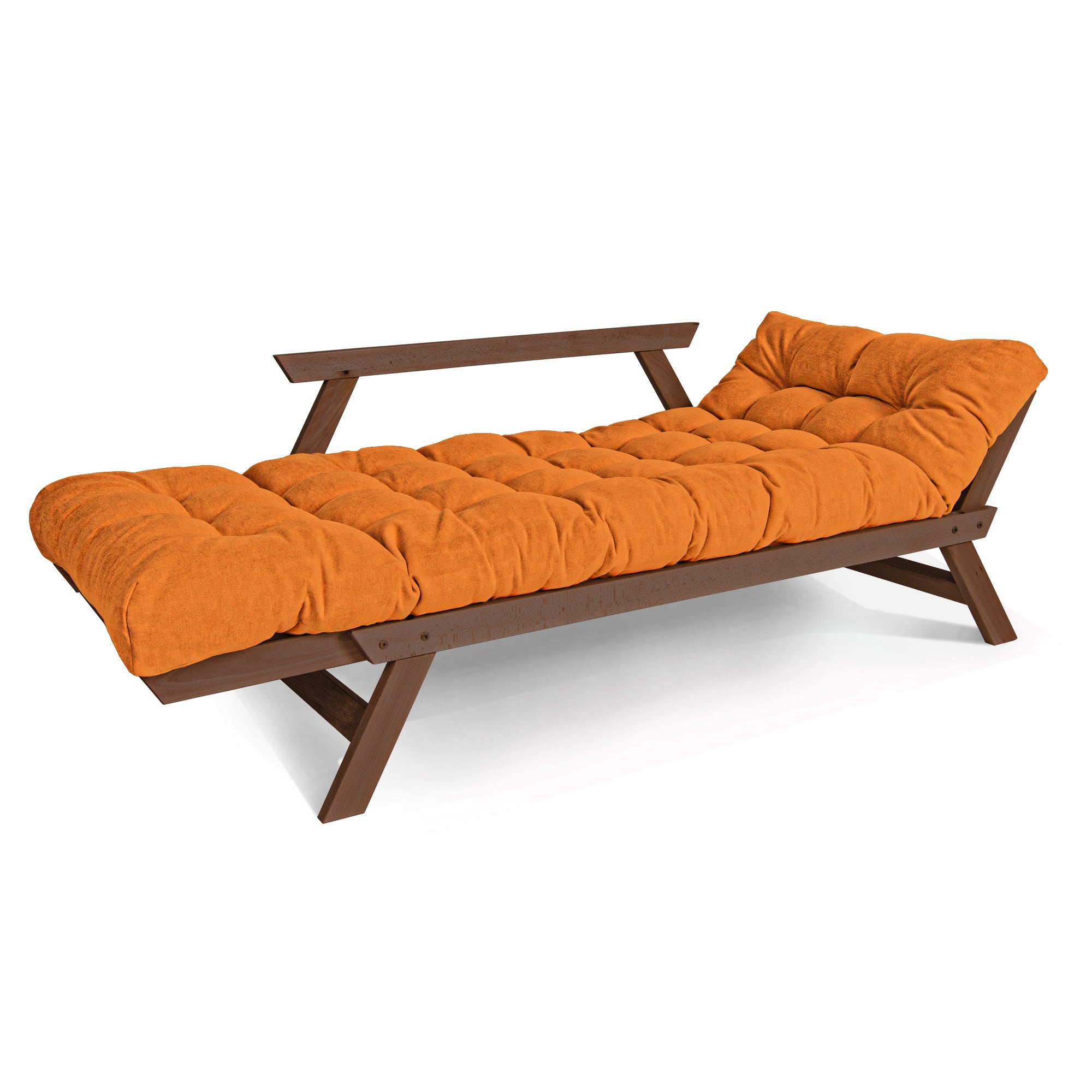 ALLEGRO Folding Futon Couch, Beech Wood Frame, Brown