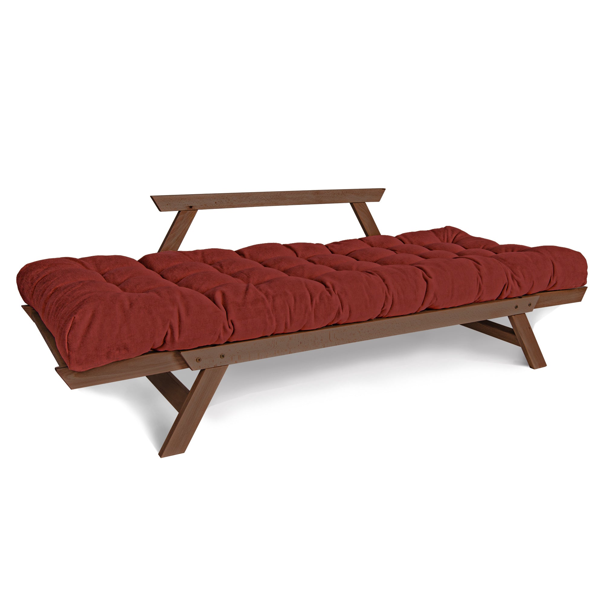 ALLEGRO Folding Futon Couch, Beech Wood Frame, Brown