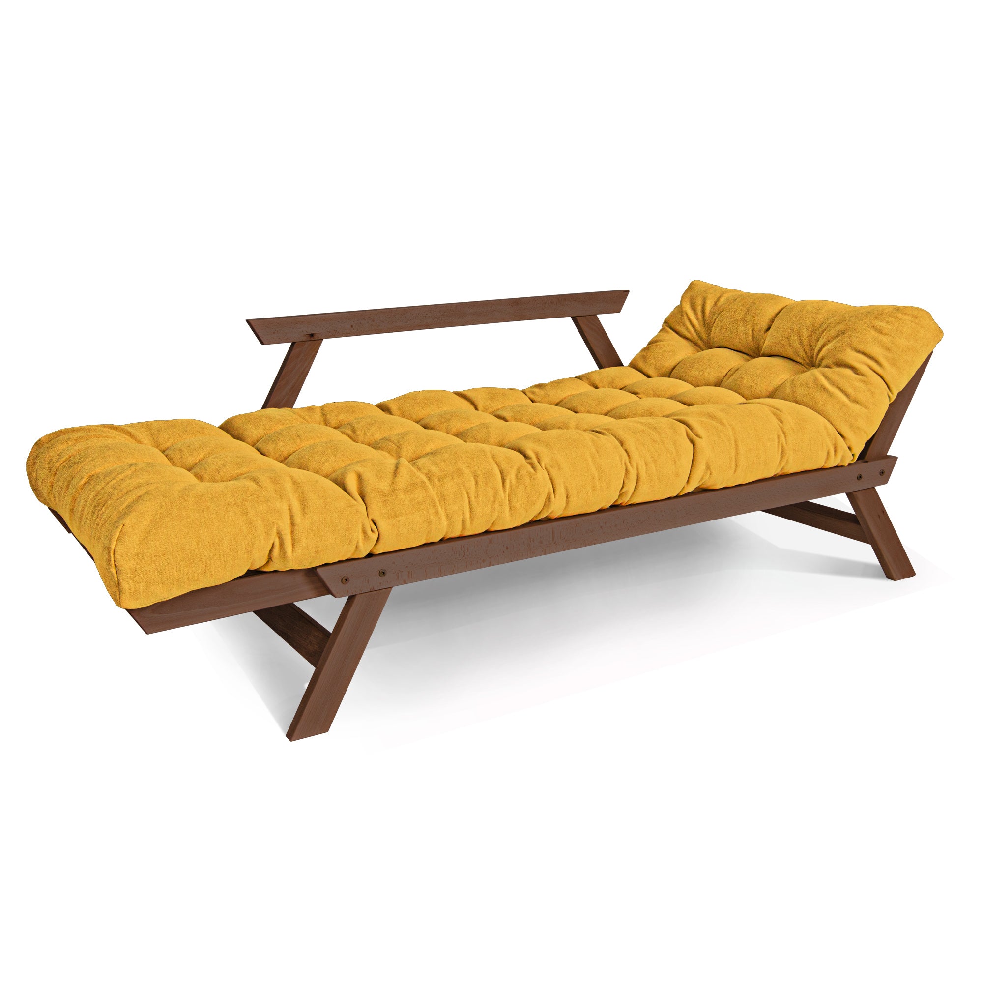 ALLEGRO Folding Futon Couch, Beech Wood Frame, Brown