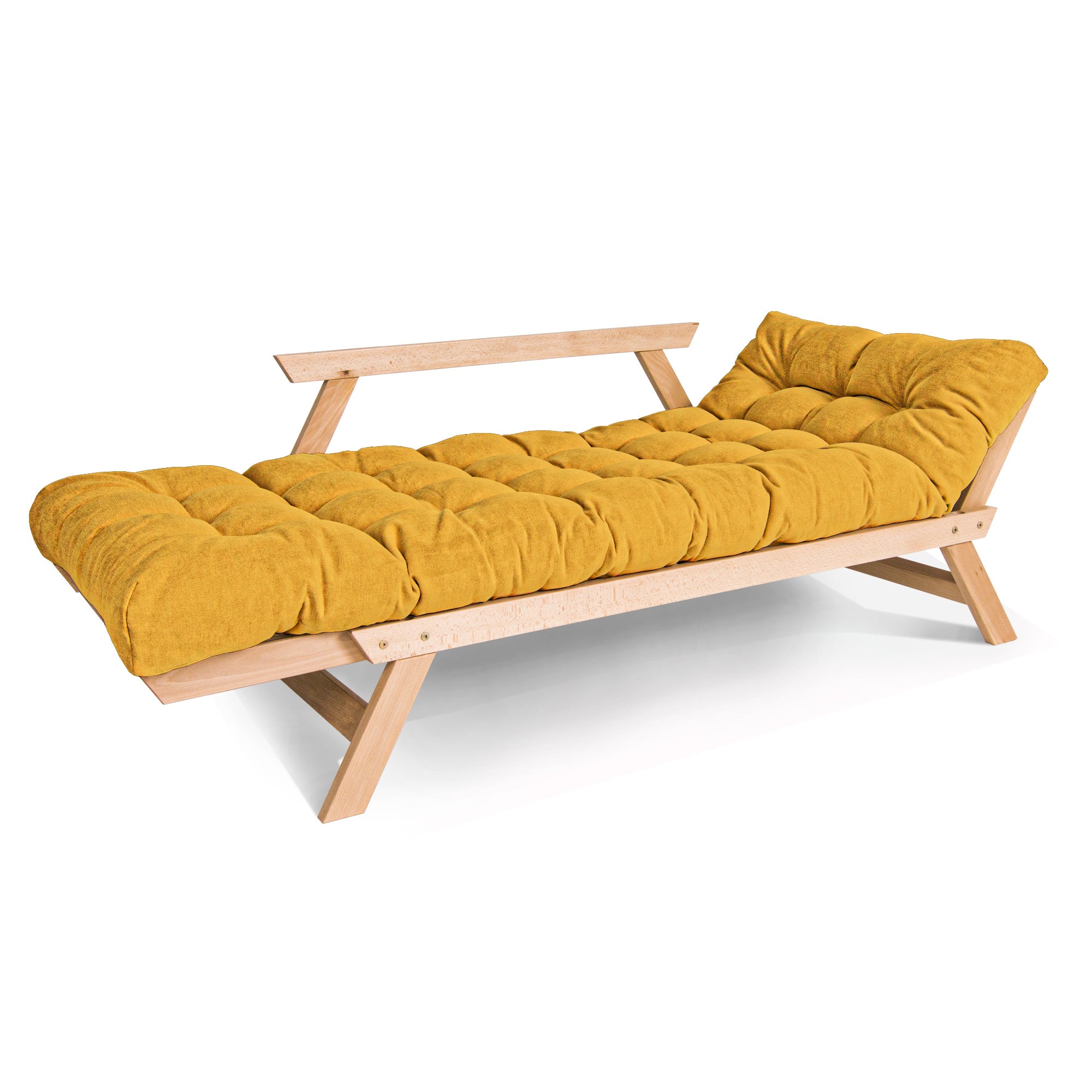 ALLEGRO Folding Sofa Bed, Beech Wood Frame, Natural