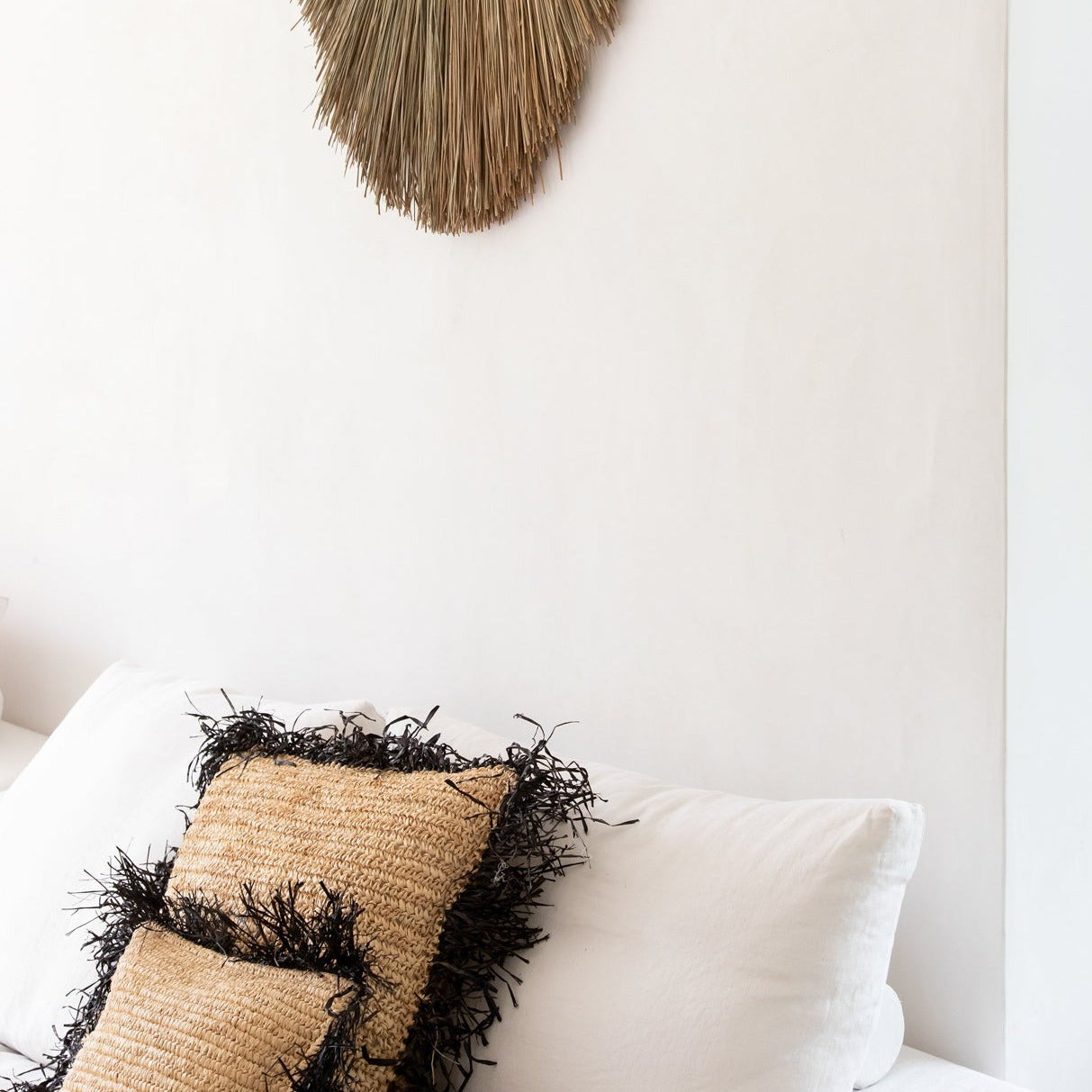 THE RAFFIA Cushion Cover black two pillowcases
