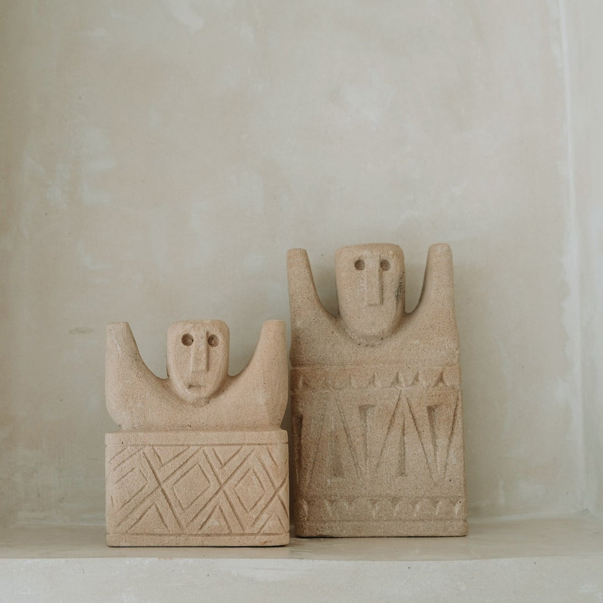 THE SUMBA STONE Statue #16 two statues front outdoor view