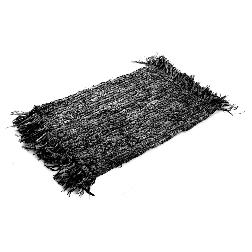 THE FRINGE RAFFIA Placemat Rectangular Black side view