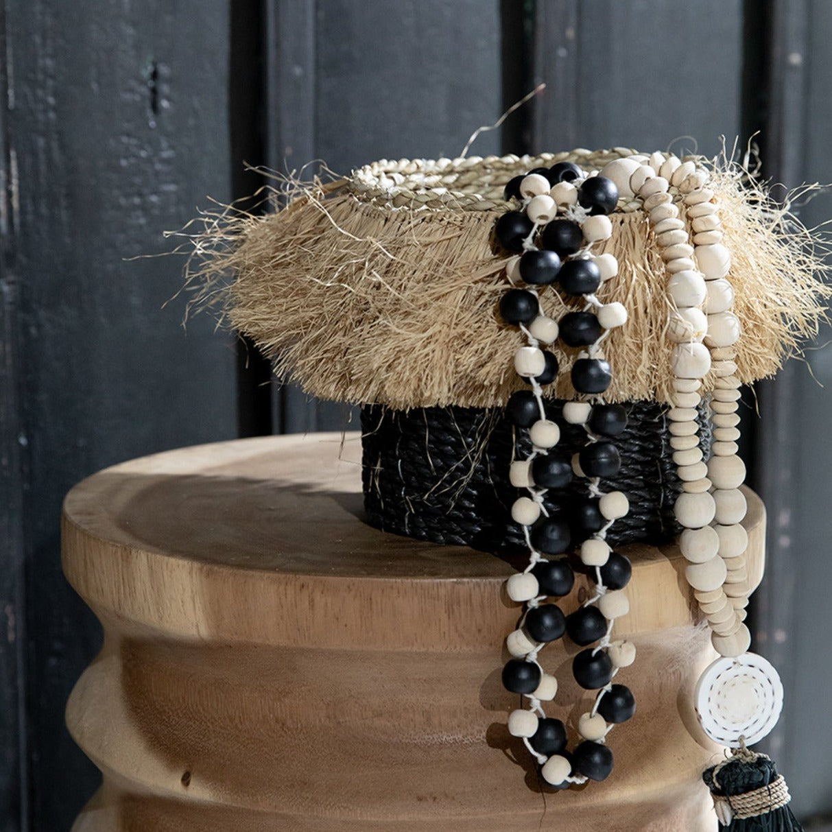 THE ALOHA Basket Set of 3 black one basket, interior view