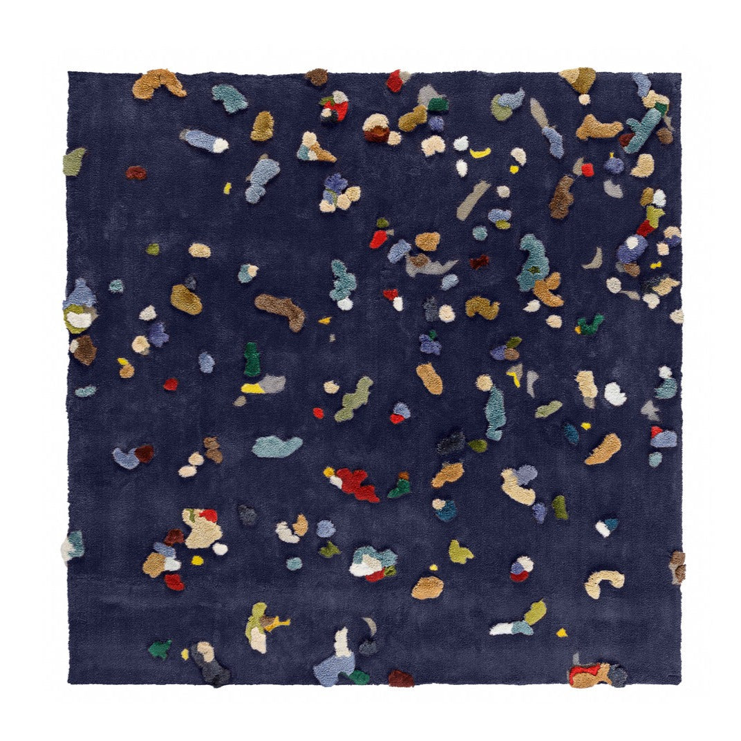 CHAOS Linen Rug-blue large