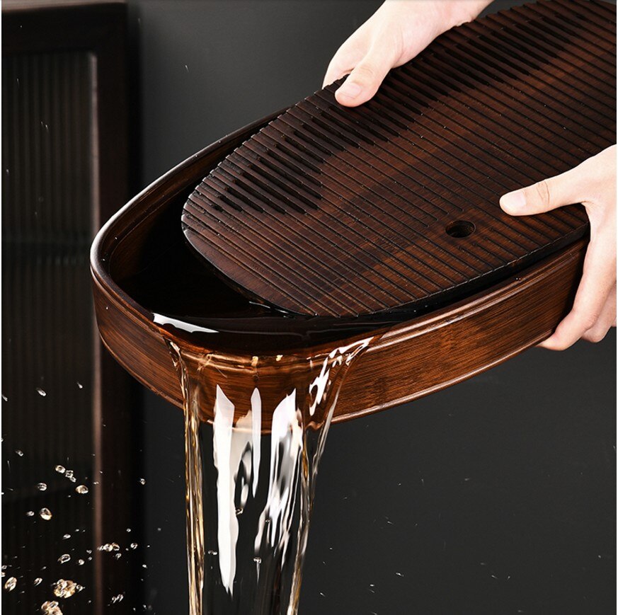 Natural Bamboo Tea Set with water