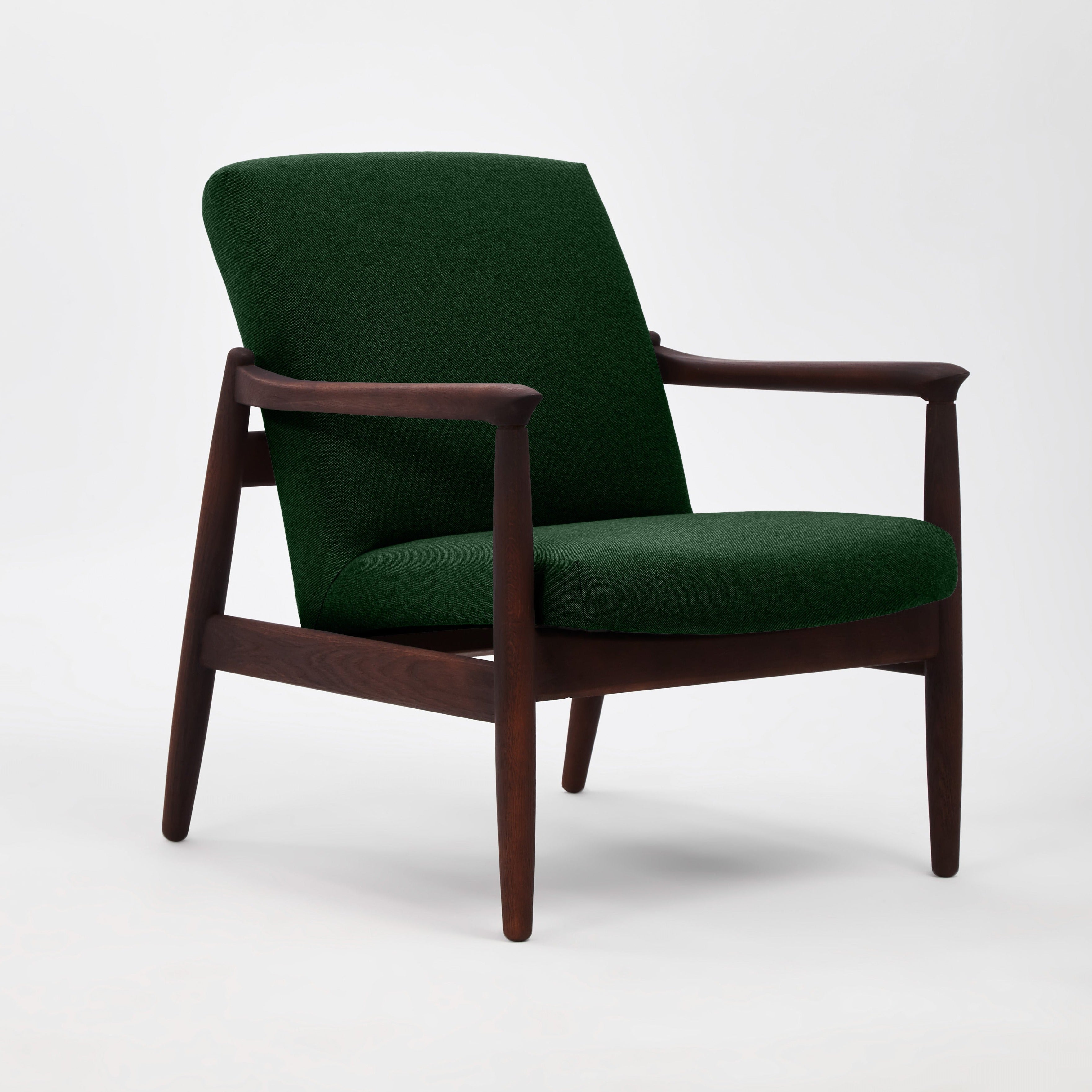 H 64 Lowback Chair oak frame upholstery colour green white background