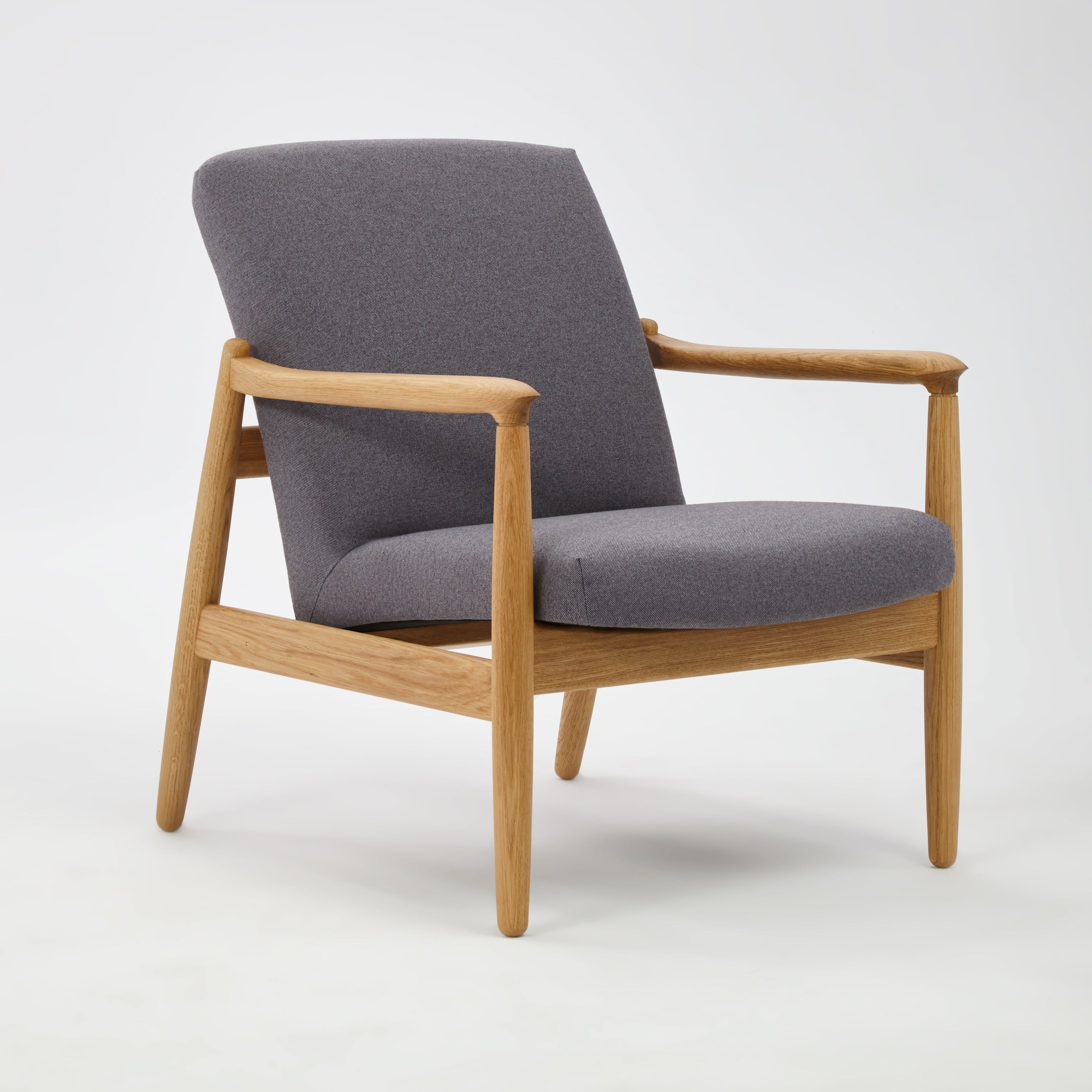 H 64 Lowback Chair white finish oak frame upholstery colour  grey