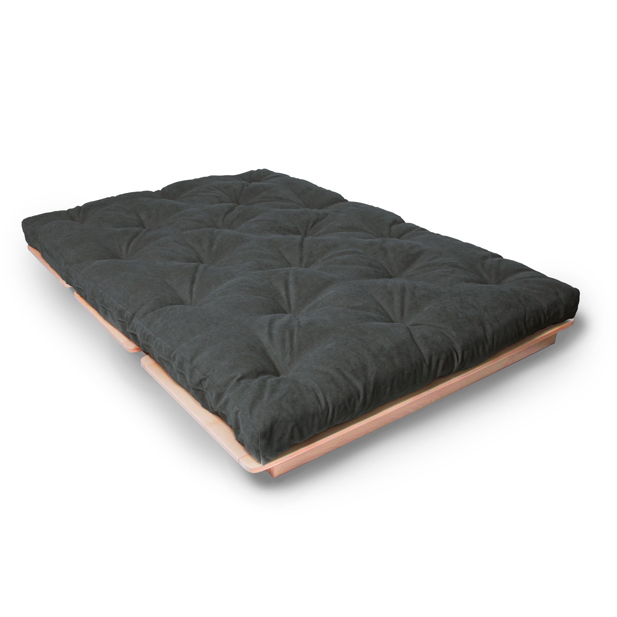 LAYTI-140 Double Futon Sofa Bed, Solid Beech Wood, Natural
