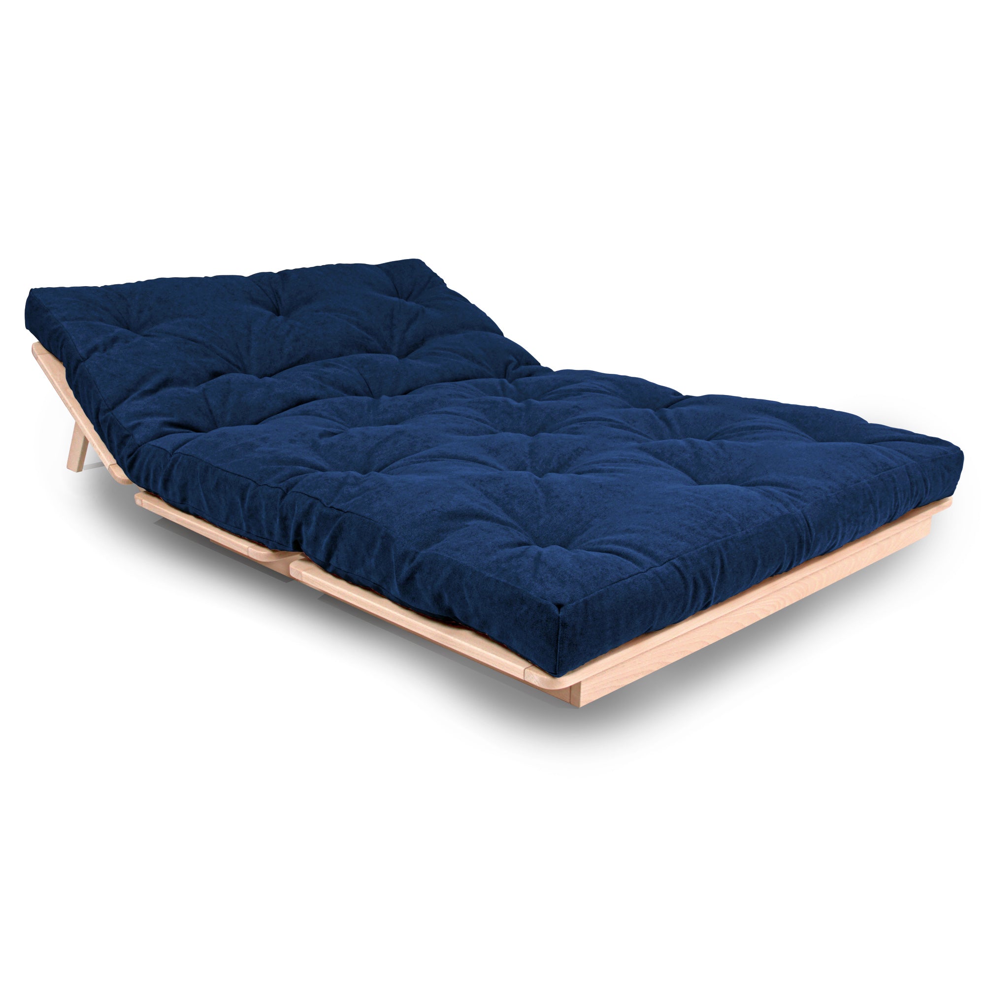 LAYTI-140 Double Futon Sofa Bed, Solid Beech Wood, Natural