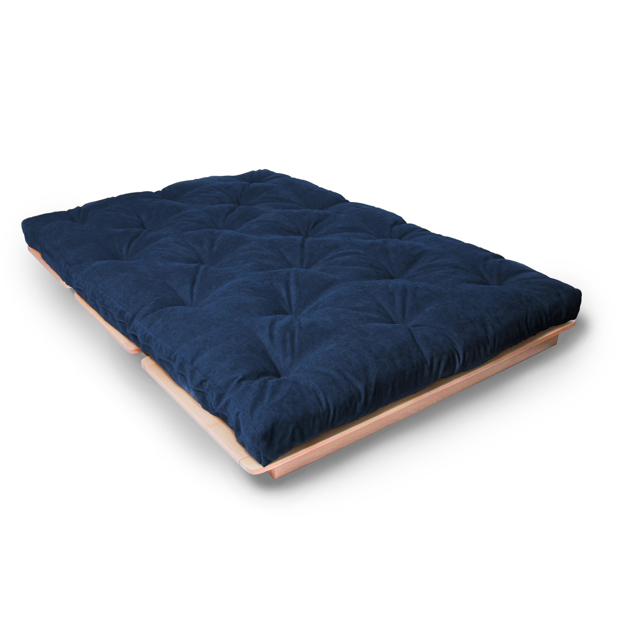 LAYTI-140 Double Futon Sofa Bed, Solid Beech Wood, Natural